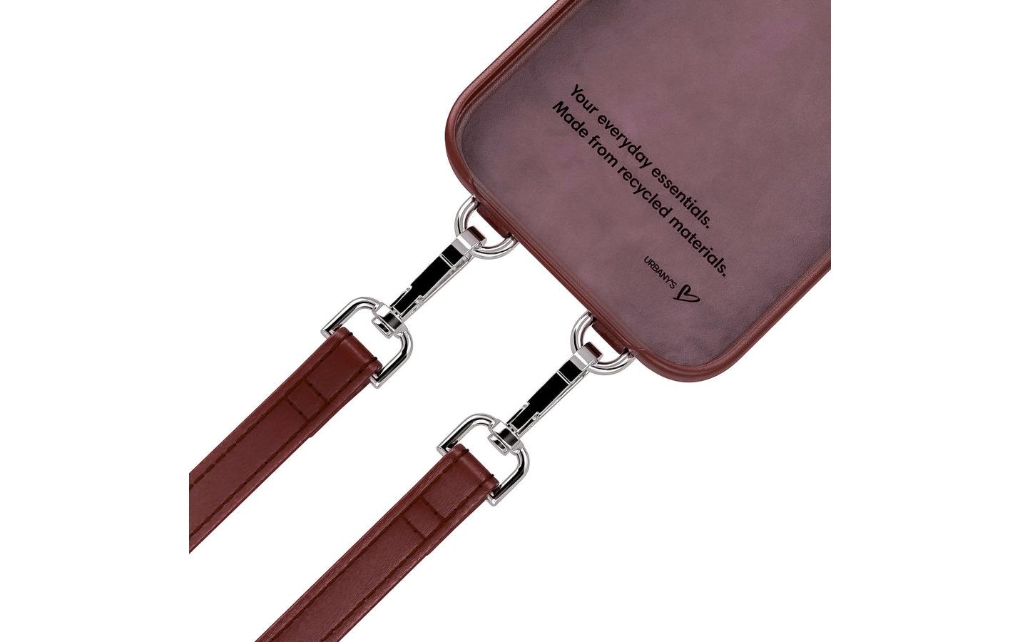 Urbany's Halskettenhülle – für Apple iPhone 16 Pro – Bordeaux – Recycling-Leder – mit Kartenfach
