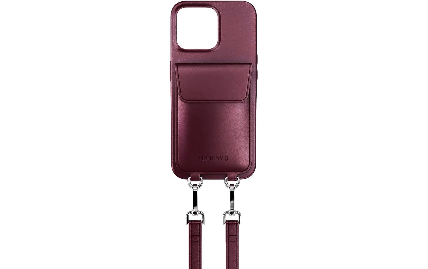 Urbany's Halskettenhülle – für Apple iPhone 16 Pro – Bordeaux – Recycling-Leder – mit Kartenfach