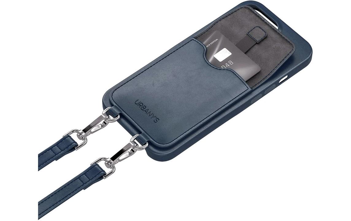 Urbany's Urbanys – Halskette-Hülle – für Apple iPhone 16 Pro Max – Deep Sea – mit Kartenfach, mit Kordel