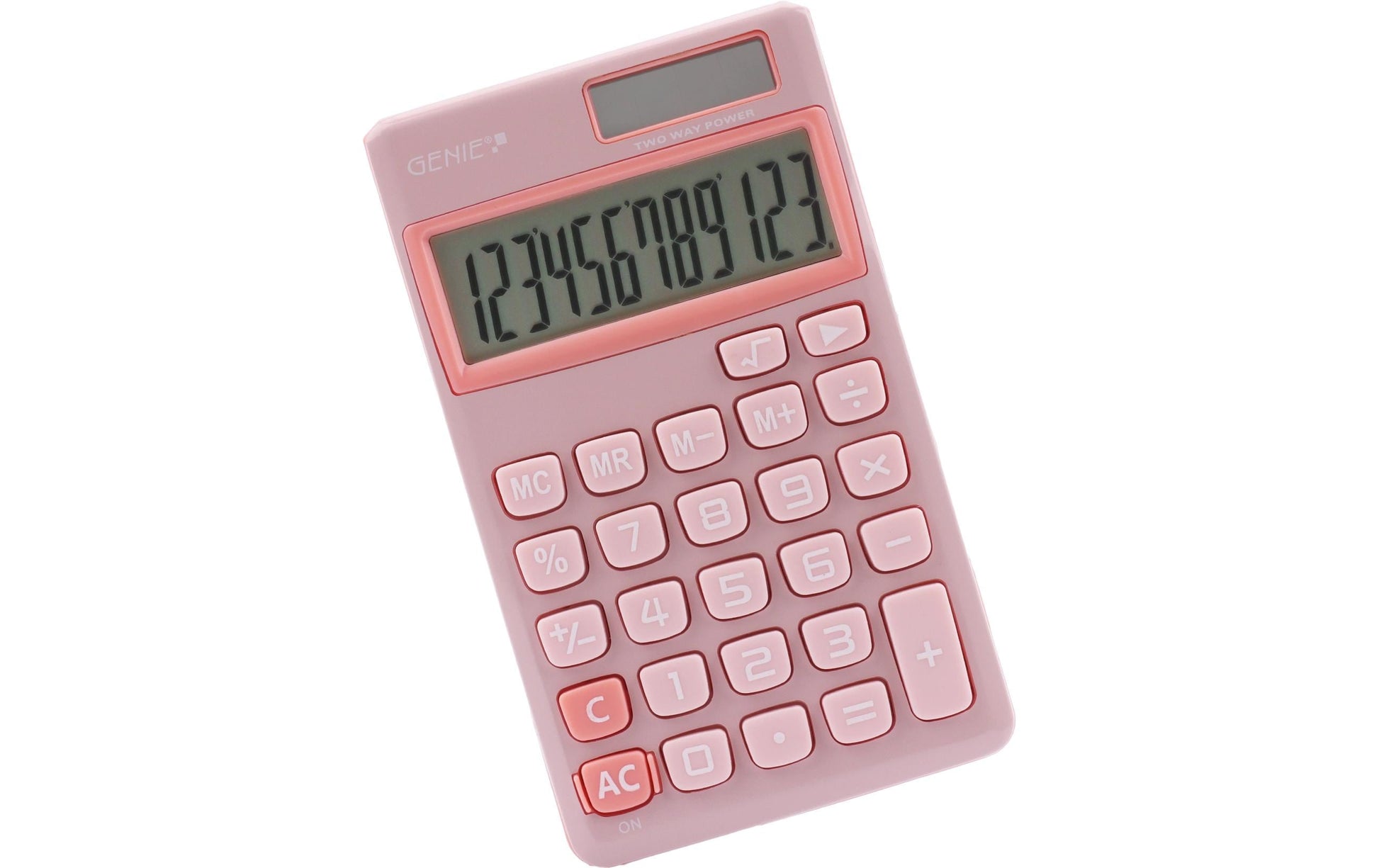 Genie Taschenrechner 212P – 12-stellig – Solar/Batterie – Pink