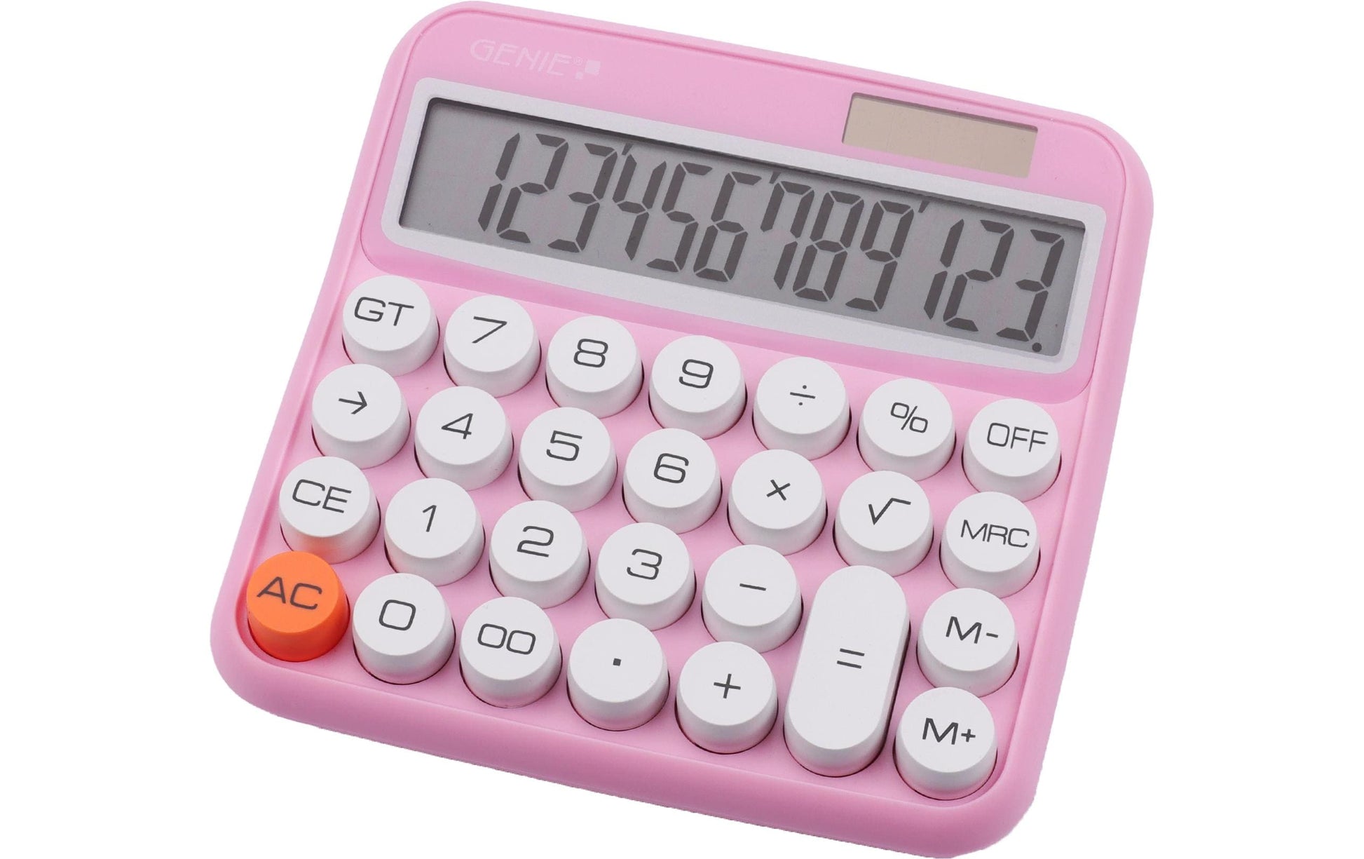 Genie Tischrechner 612P – 12-stellig – Solar/Batterie – Pink