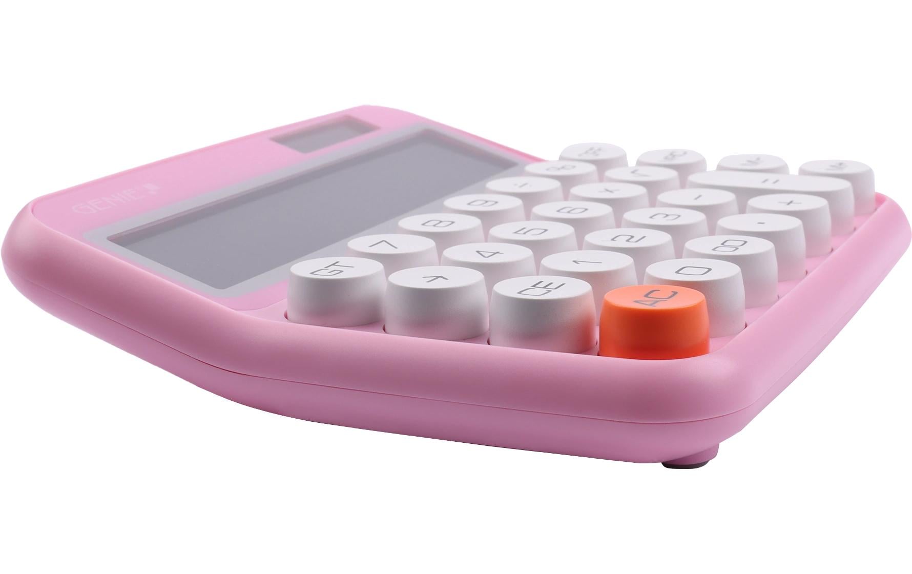 Genie Tischrechner 612P – 12-stellig – Solar/Batterie – Pink