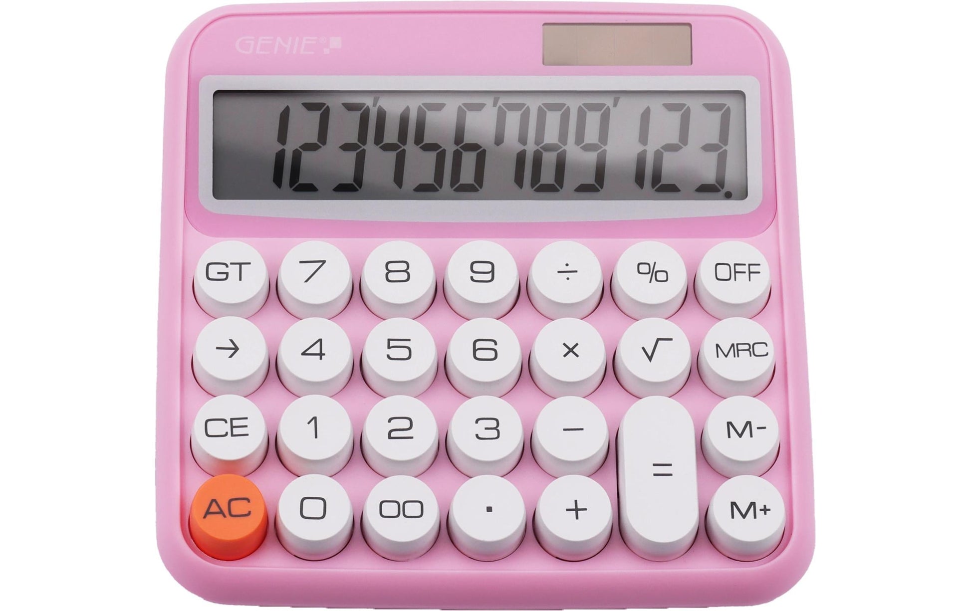 Genie Tischrechner 612P – 12-stellig – Solar/Batterie – Pink