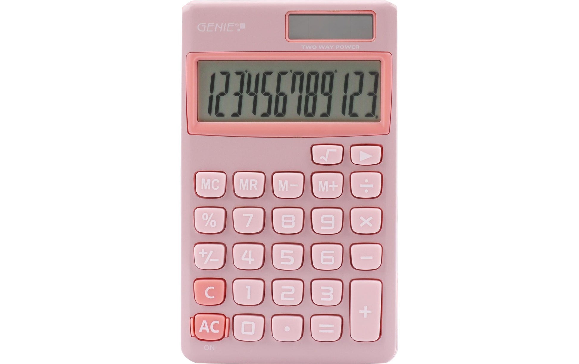 Genie Taschenrechner 212P – 12-stellig – Solar/Batterie – Pink