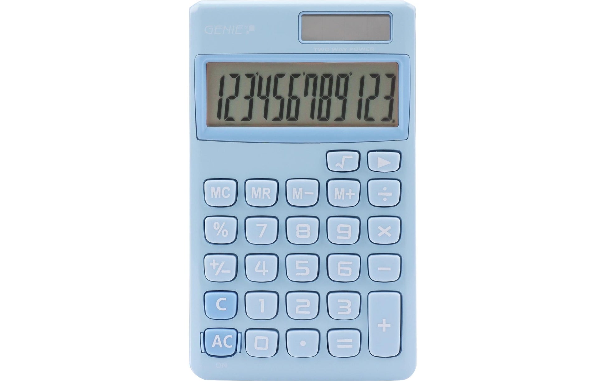 Genie Taschenrechner 212B – 12-stellig – Solar/Batterie – Blau