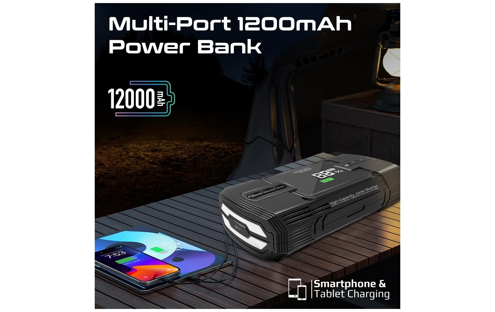 Promate PM-PatrolPack-3 Powerbank 12'000 mAh – 1× USB-C, schwarz