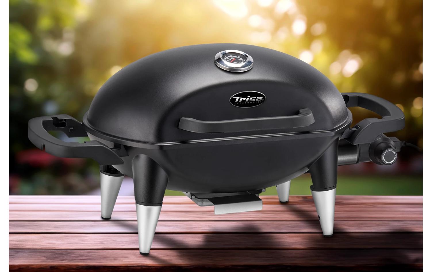 Trisa Elektrogrill Grill Force 2200 – 2200 W, Kochfläche 52 × 33 cm, 1 Brenner – Schwarz/Silber