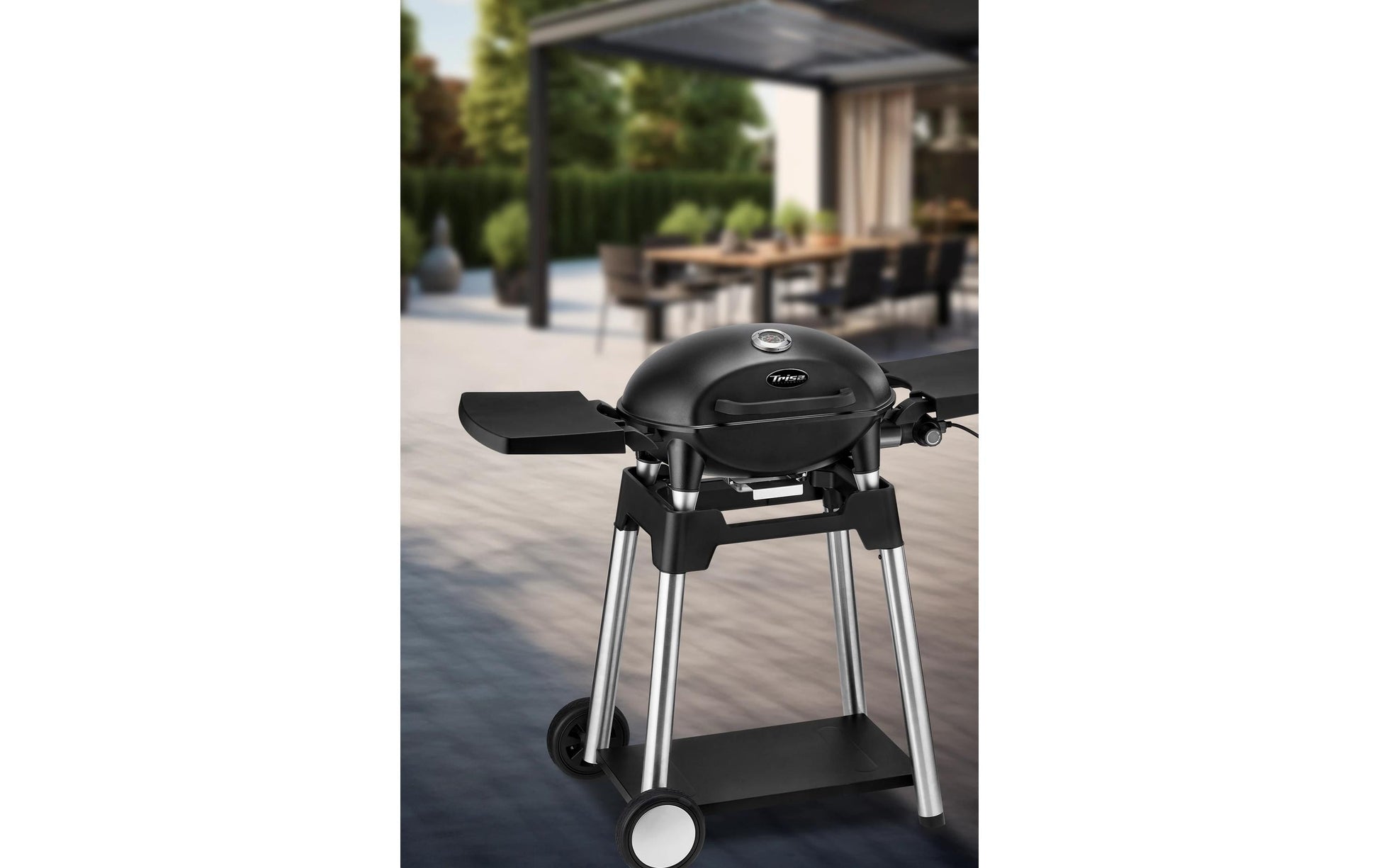 Trisa Elektrogrill Grill Force 2200 – 2200 W, Kochfläche 52 × 33 cm, 1 Brenner – Schwarz/Silber
