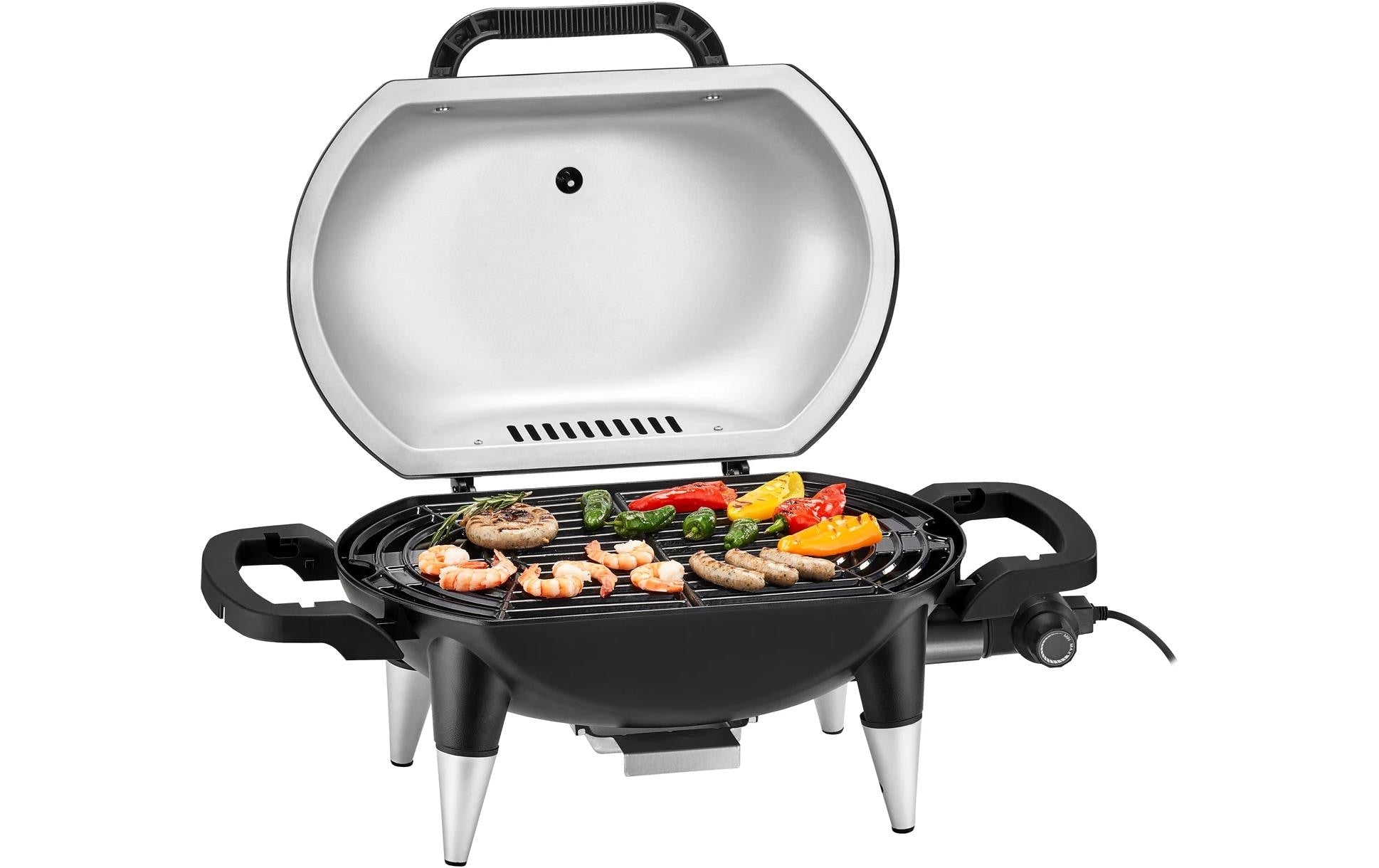 Trisa Elektrogrill Grill Force 2200 – 2200 W, Kochfläche 52 × 33 cm, 1 Brenner – Schwarz/Silber