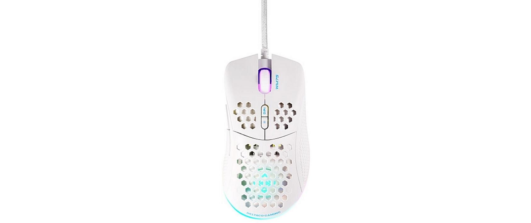 Deltaco Gaming GAM-108-W – Gaming-Maus – Kabelgebunden (USB-A), 6400 DPI, RGB-Beleuchtung, rechts