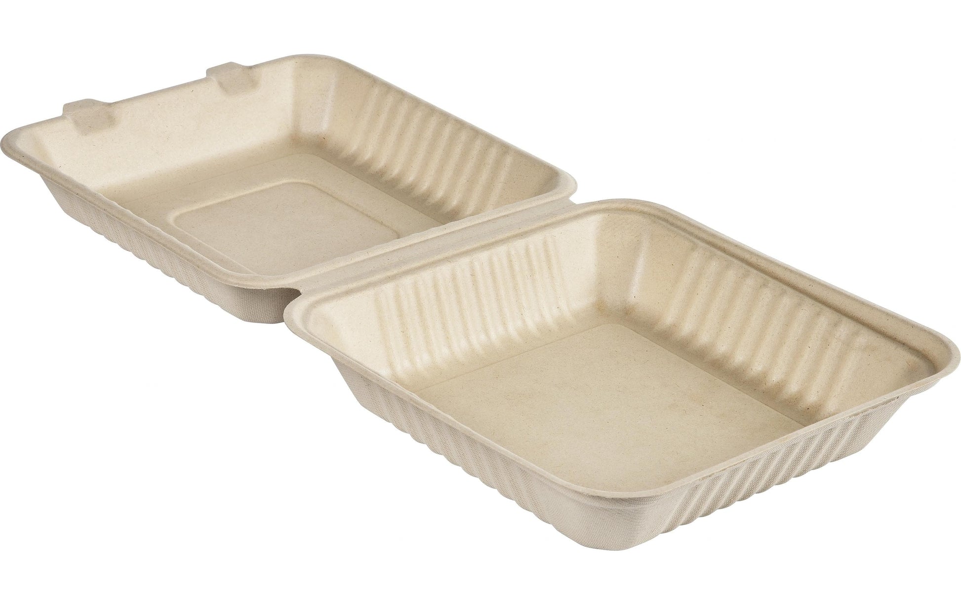 BioPak Take-away-Box, Bagasse (Zuckerrohr) – 1200 ml, 230 × 230 × 40 mm, braun