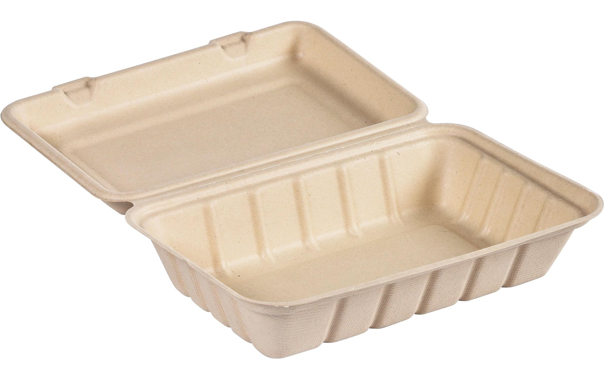 BioPak Take-away-Box, Bagasse (Zuckerrohr) – 850 ml, 237 × 155 × 45 mm – braun