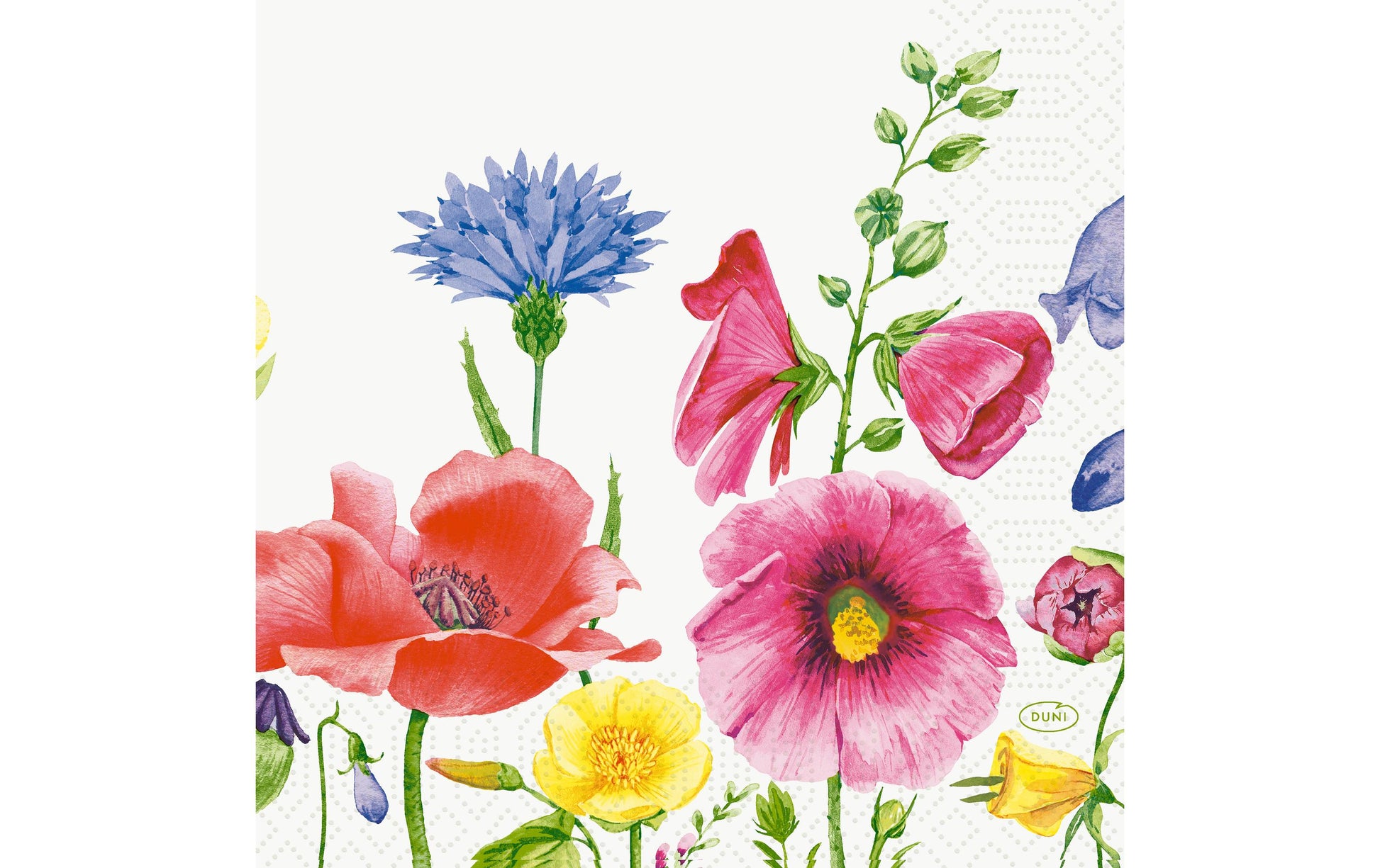 Duni Flowy Meadow Mehrfarbige Servietten – 33 × 33 cm, 3-lagig – 50 Stück