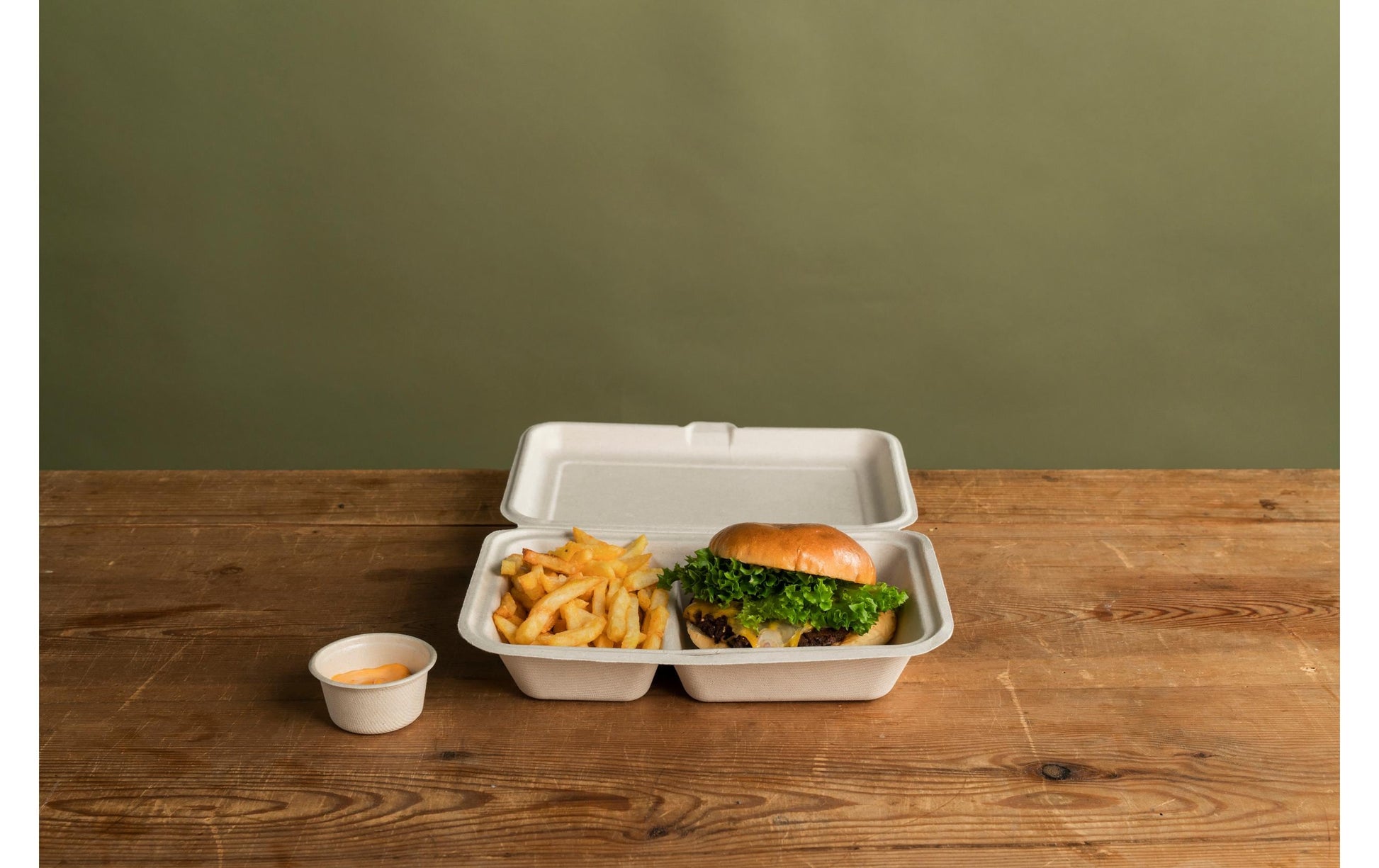 BioPak Take-away-Box, Bagasse (Zuckerrohr) – 248×170×45 mm, braun