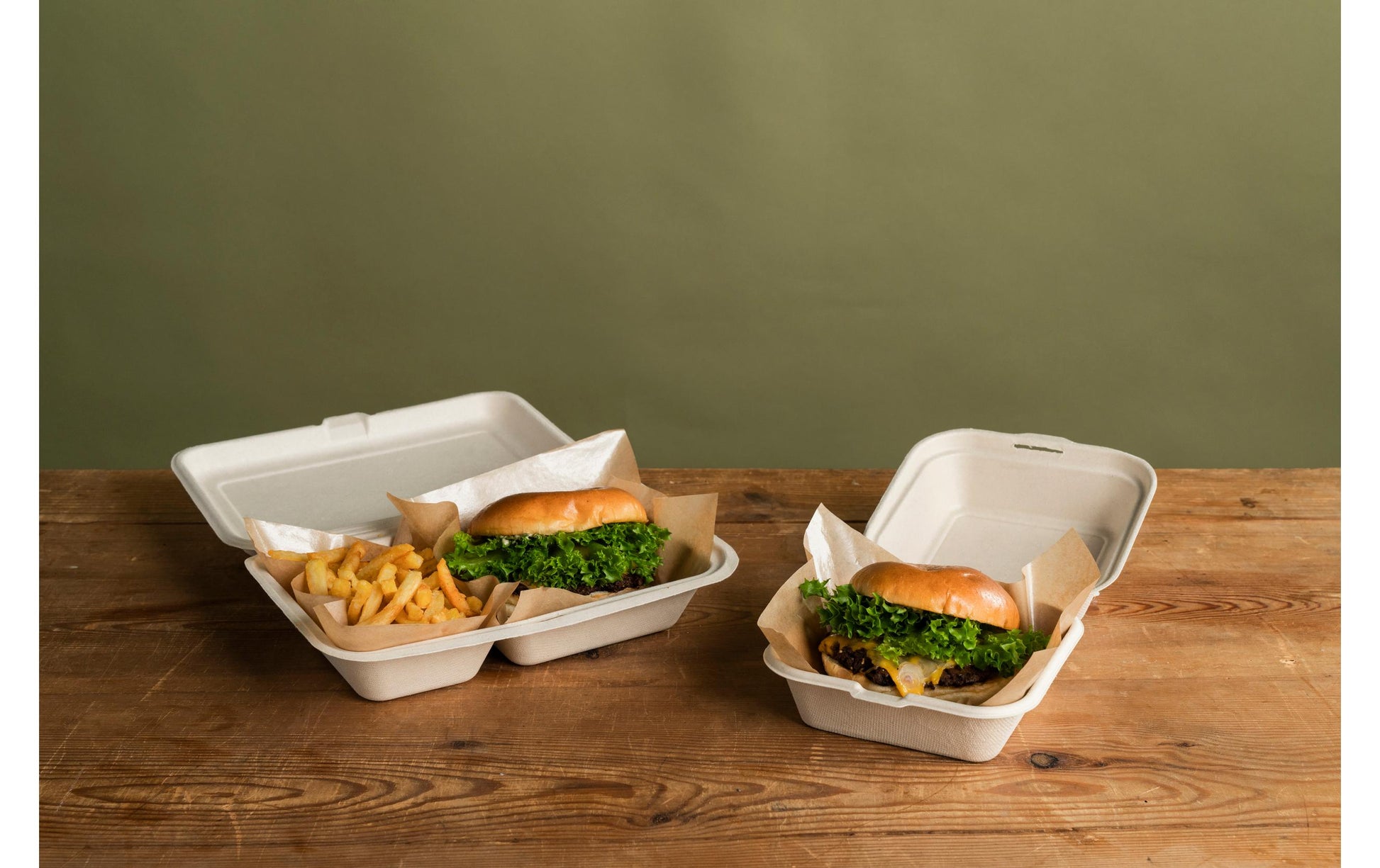 BioPak Take-away-Box, Bagasse (Zuckerrohr) – 248×170×45 mm, braun