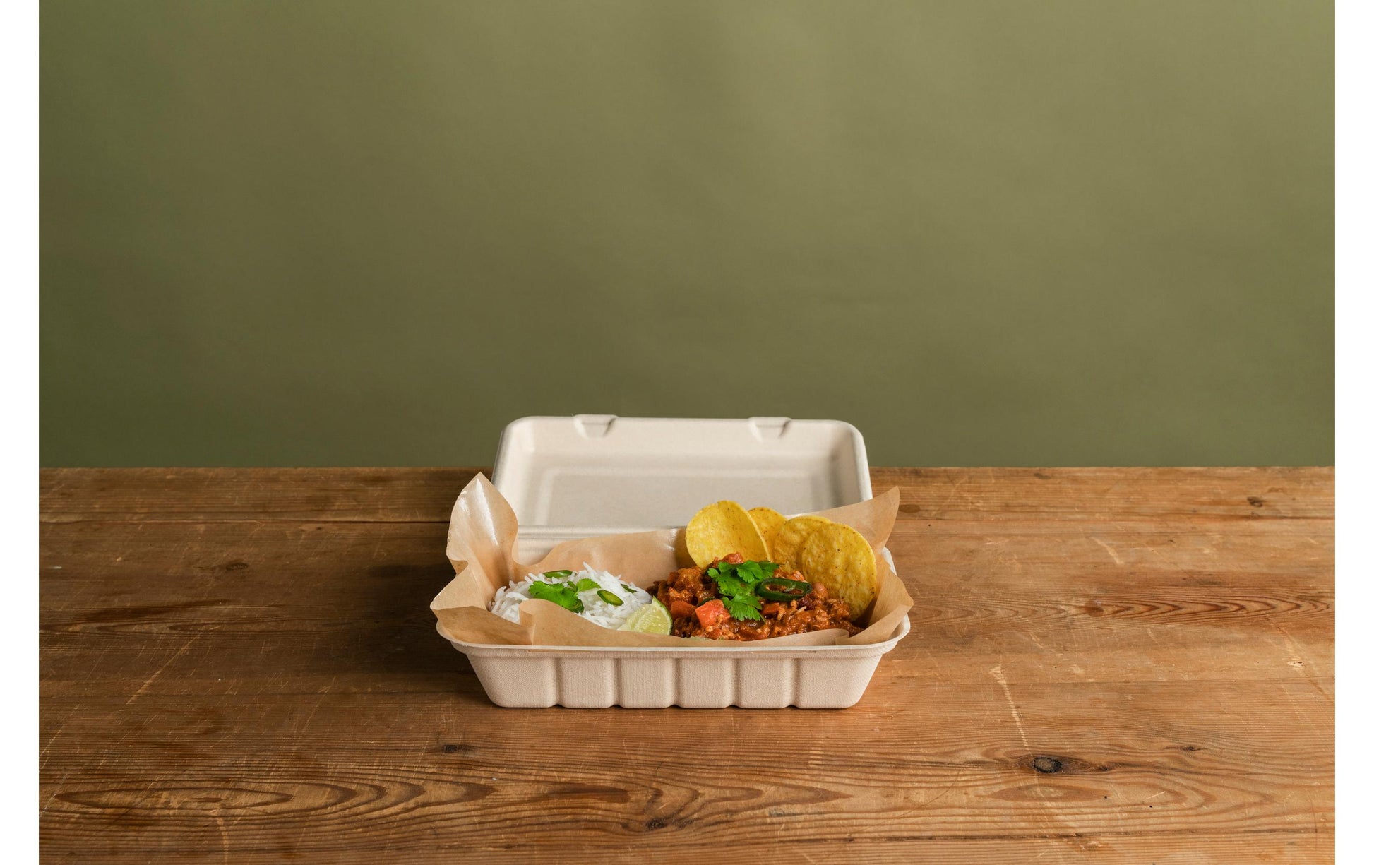 BioPak Take-away-Box, Bagasse (Zuckerrohr) – 600 ml 180 × 130 × 50 mm, braun
