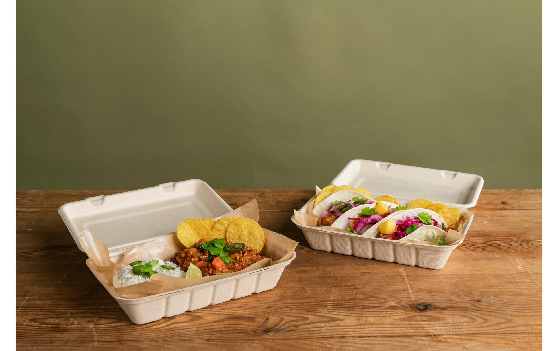 BioPak Take-away-Box, Bagasse (Zuckerrohr) – 850 ml, 237 × 155 × 45 mm – braun