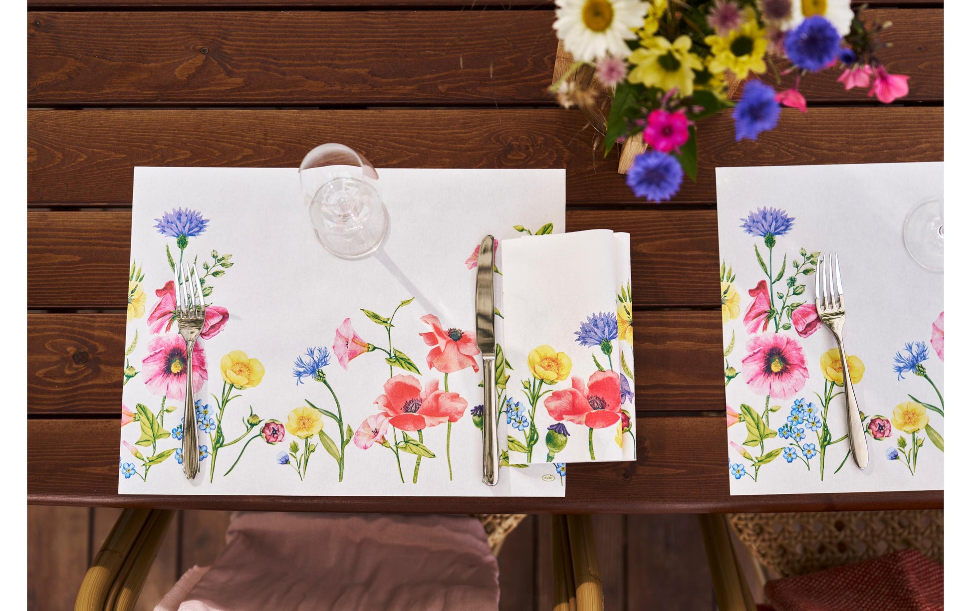 Duni Servietten Blume – 40 × 40 cm – 1-lagig, Papier – 60 Stk.