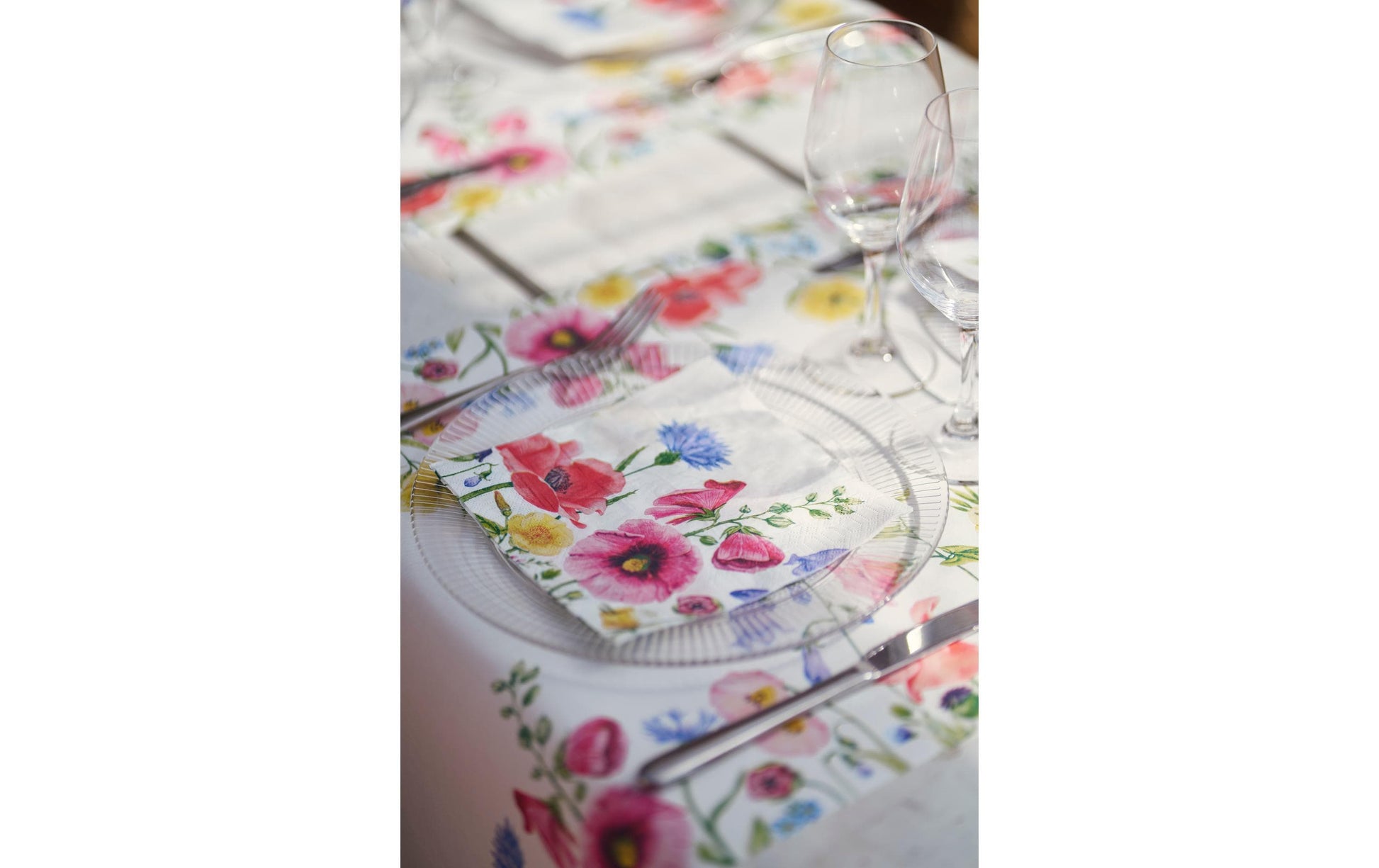 Duni Flowy Meadow Mehrfarbige Servietten – 33 × 33 cm, 3-lagig – 50 Stück
