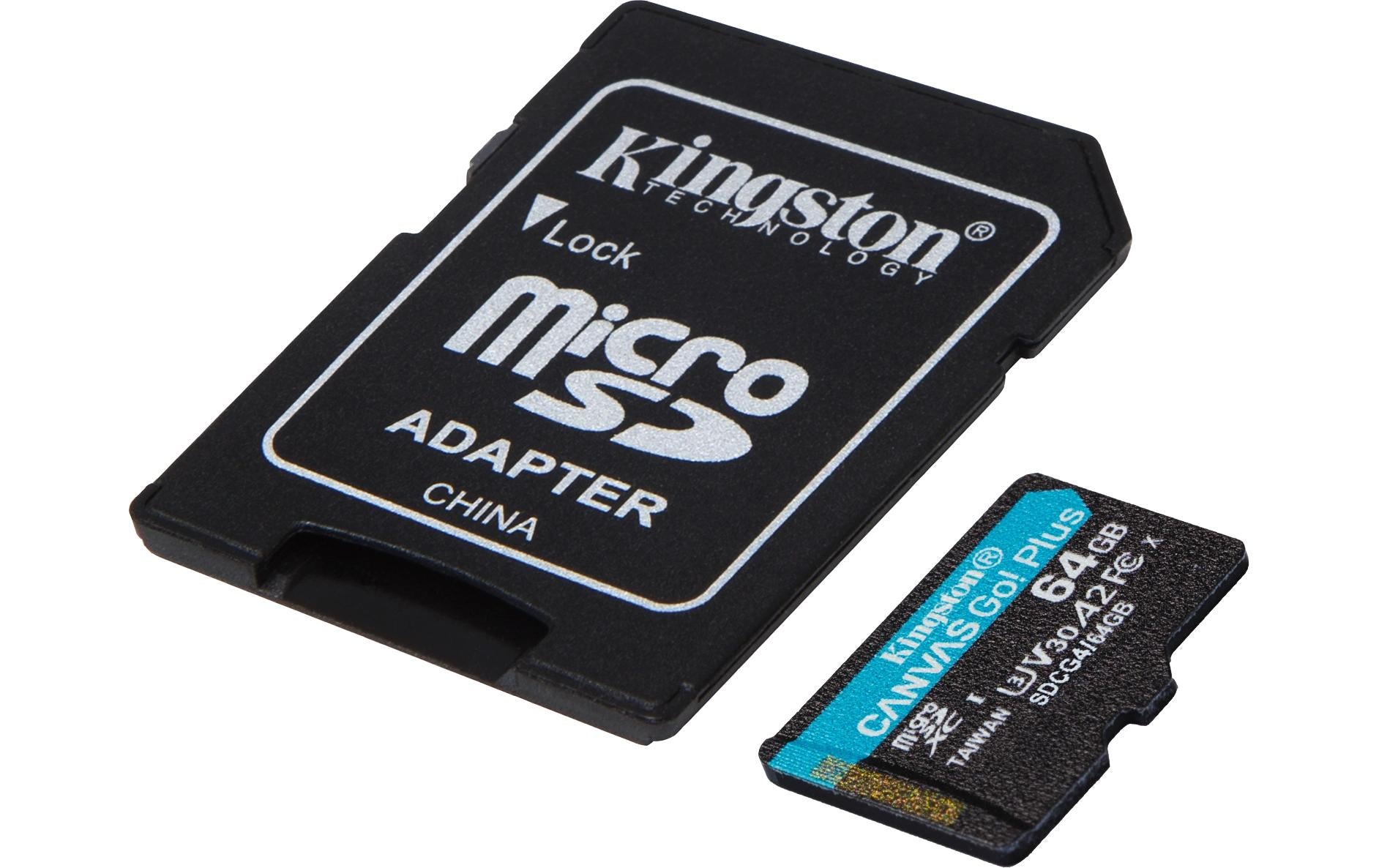 Kingston Technology Kingston Canvas Go Plus 200R Gen4 Speichergerät – 64 GB, microSDXC, A2, U3, V30, mit Adapter