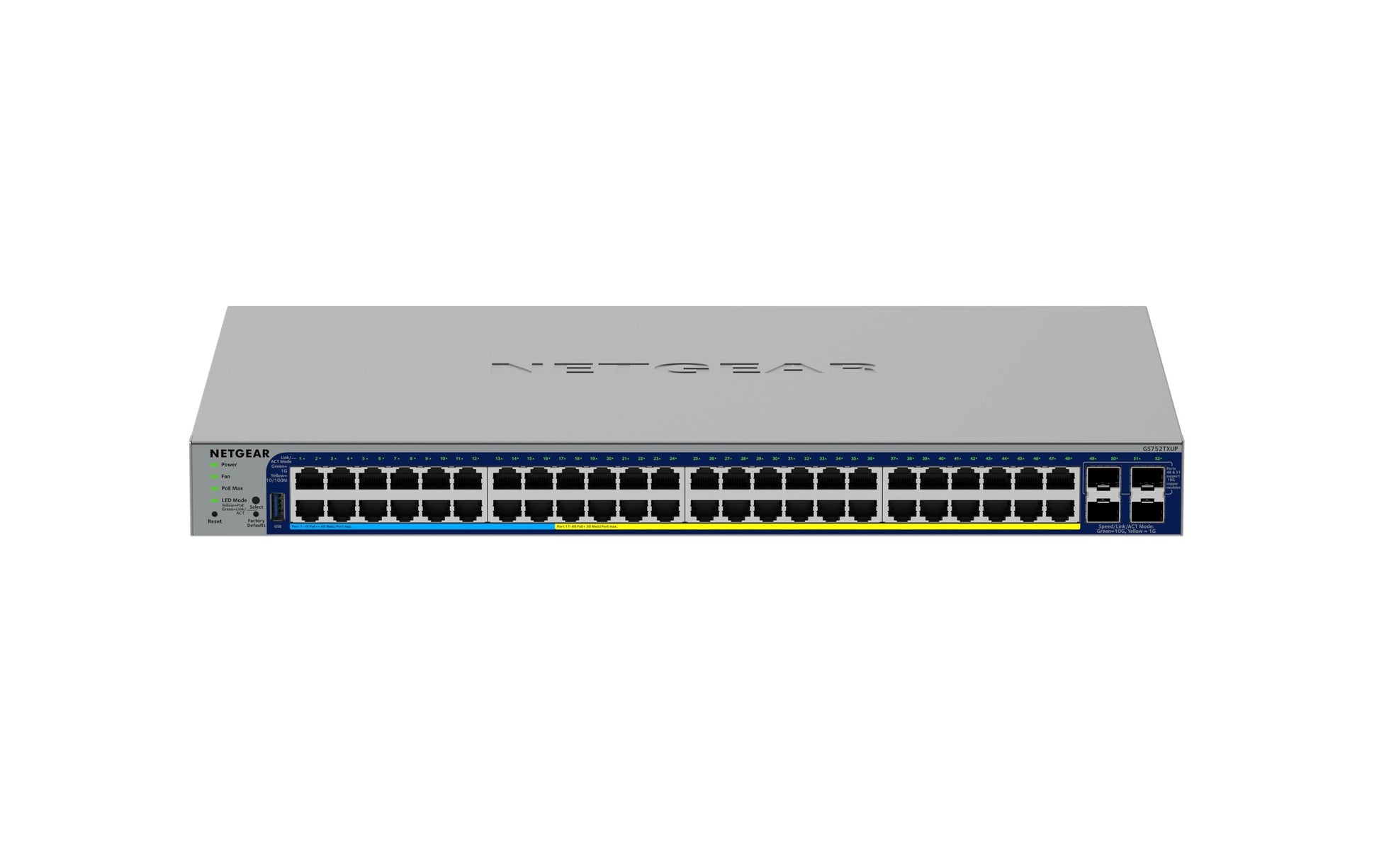 NETGEAR GS752TXUP – Managed Switch – 48× 1G, 4× SFP+, PoE