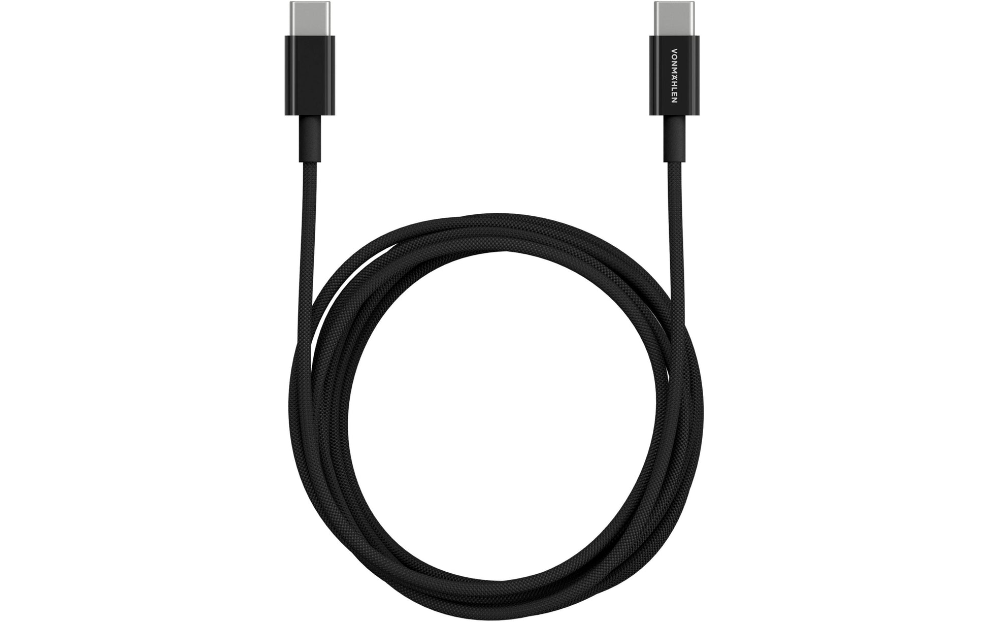Vonmählen USB-C auf USB-C Kabel – USB 2.0 (480 Mbit/s) – 2 m – PD 60 W – abgewinkelt, Nylon – Schwarz