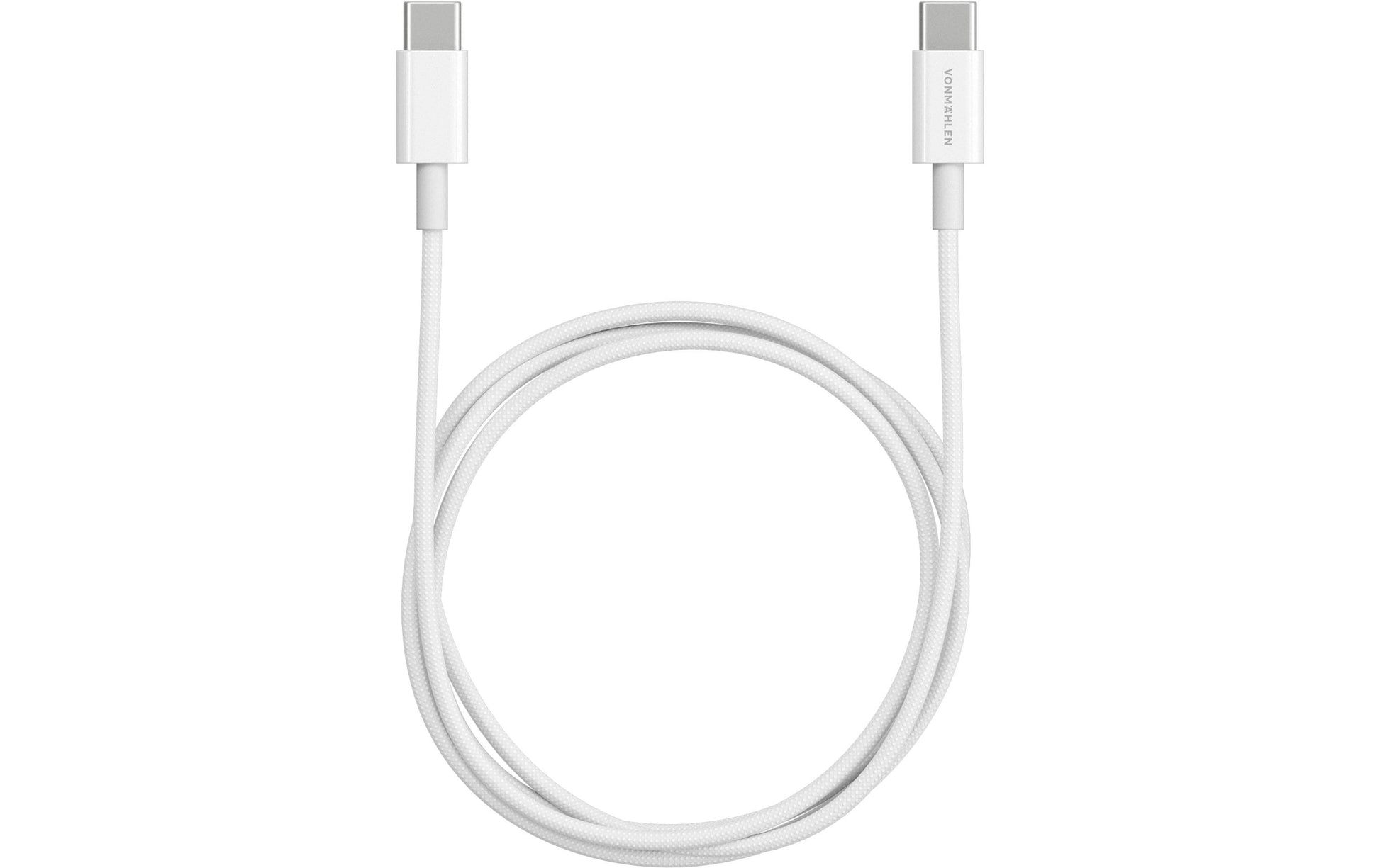 Vonmählen USB-C auf USB-C Kabel – USB 2.0 (480 Mbit/s) – 1 m – PD 60 W – Abgewinkelt, Nylon – Weiss
