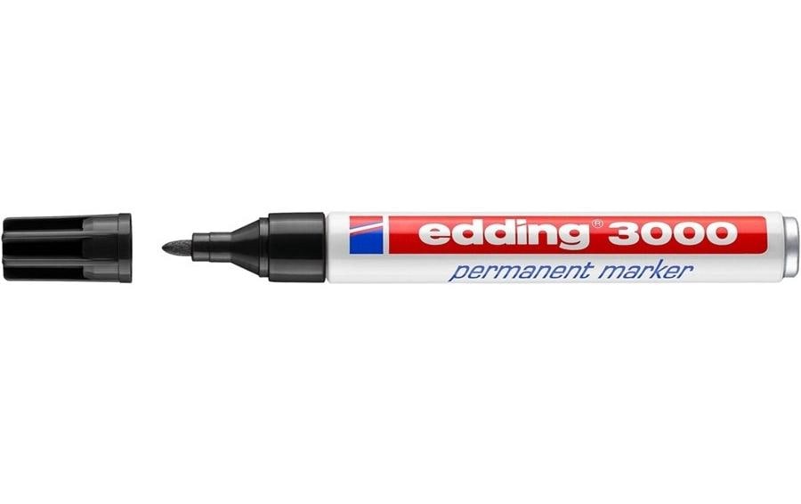 Edding 3000 Permanentmarker – Rundspitze 1,5–3 mm – Schwarz – für Karton, Glas und Leder