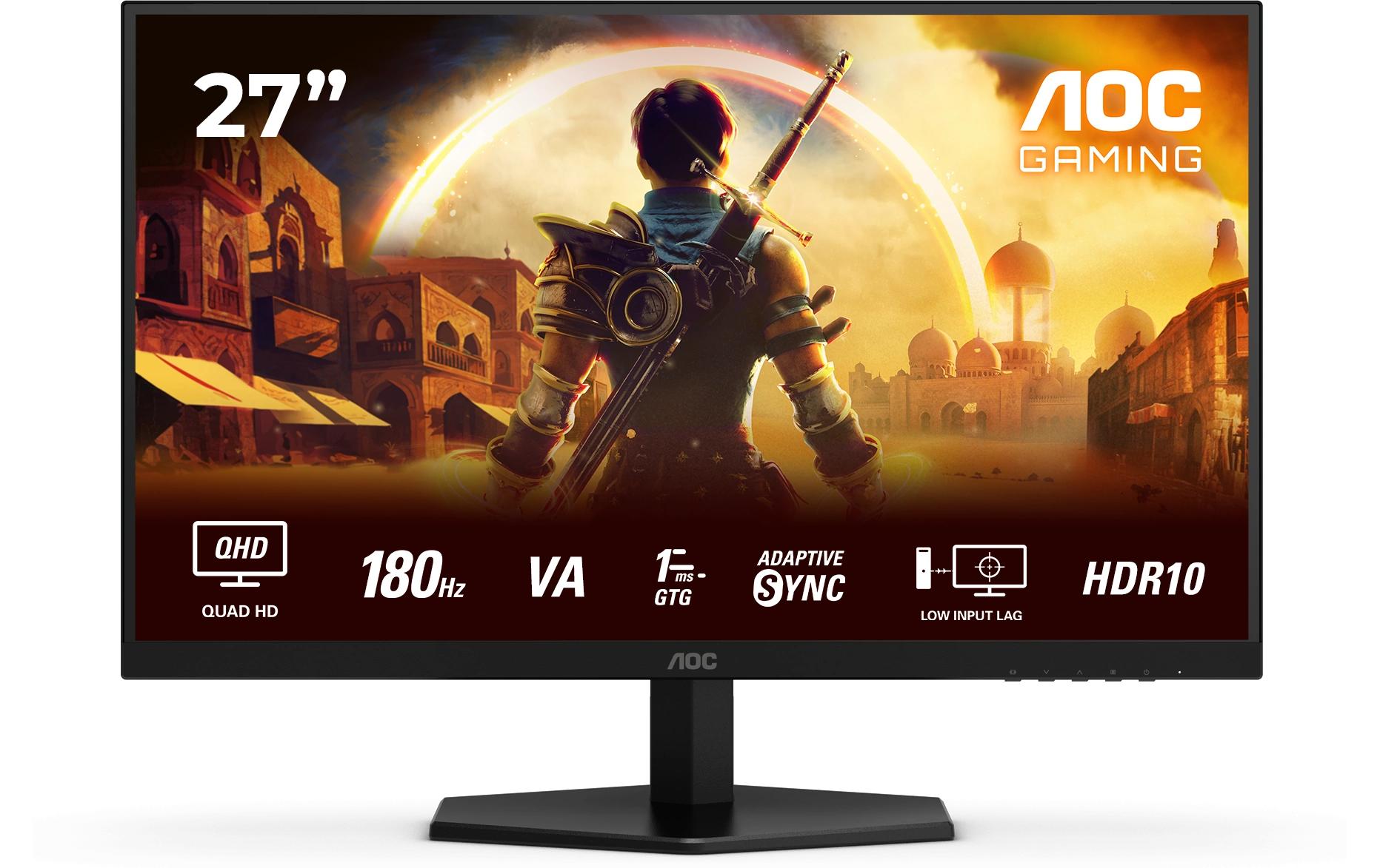 AOC Q27G42XNE – Monitor, 27" 2560 × 1440 (WQHD), VA, 180 Hz, Adaptive Sync, Integrierte Lautsprecher, Schwarz