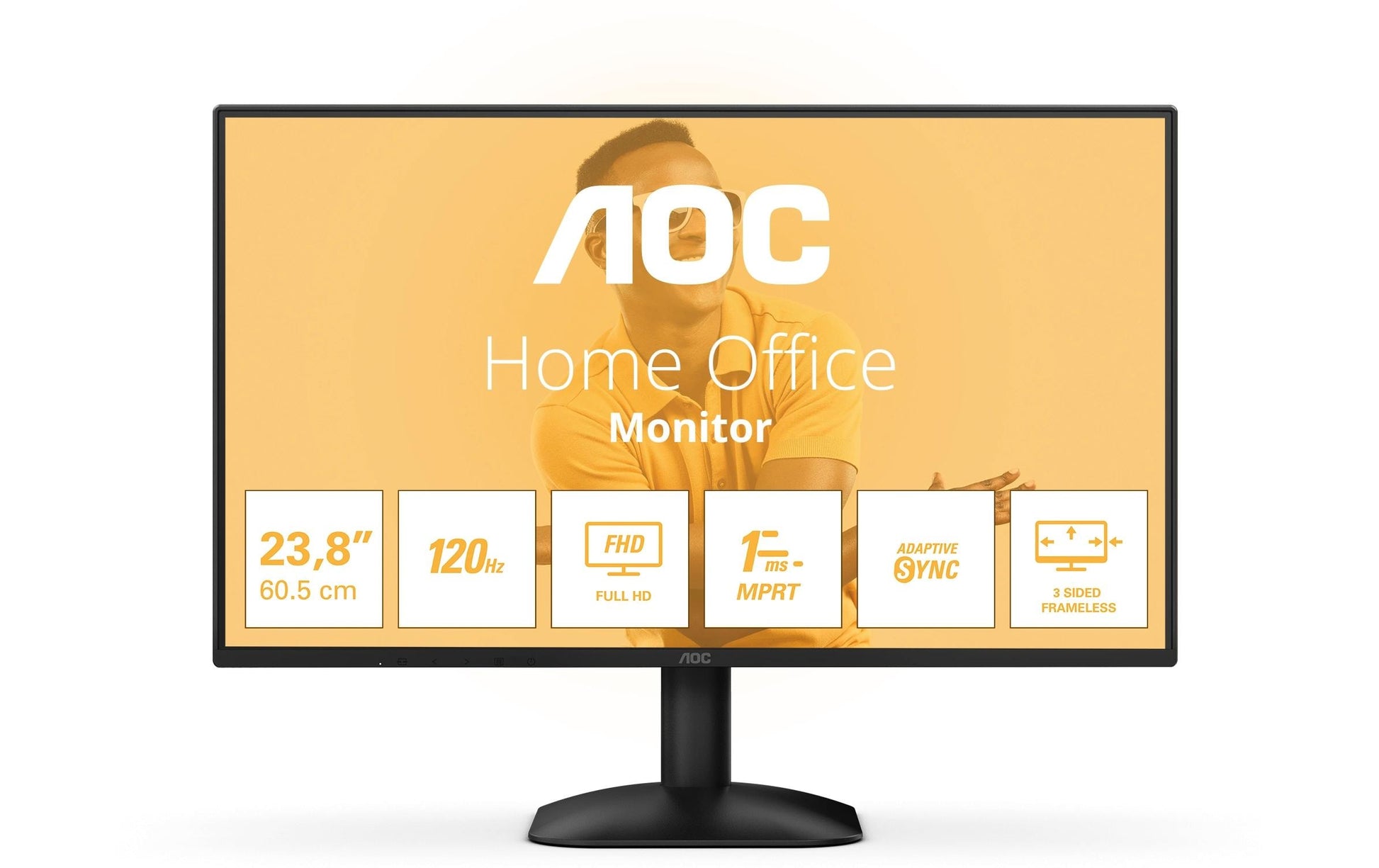 AOC 24B31H – Monitor, 23,8", IPS, 120 Hz, 300 cd/m², Adaptive Sync, VESA 100 × 100, Schwarz
