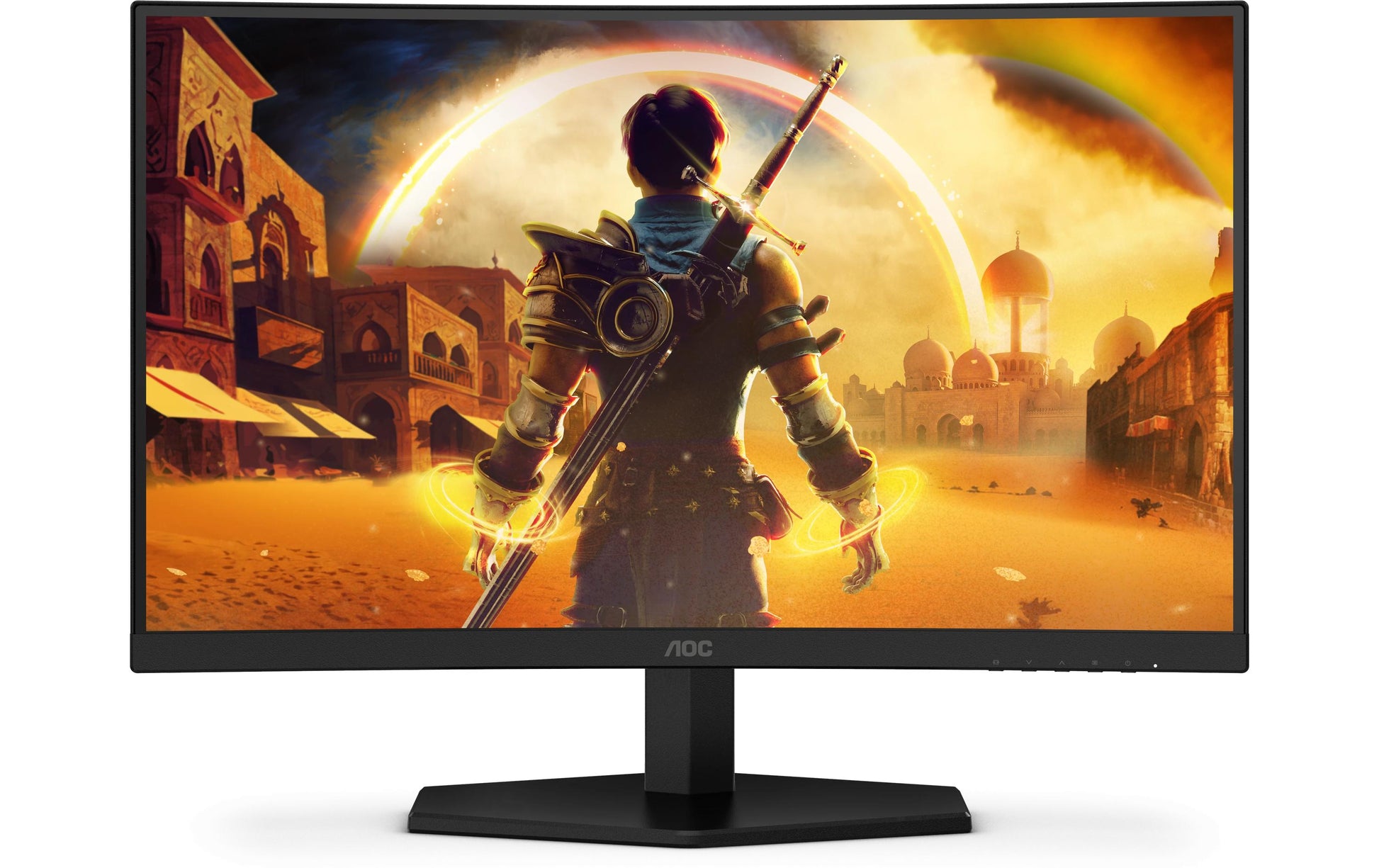 AOC C24G42E – Monitor, 23,6", VA, 180 Hz, 250 cd/m², Gebogen, Adaptive Sync, Lautsprecher, Schwarz