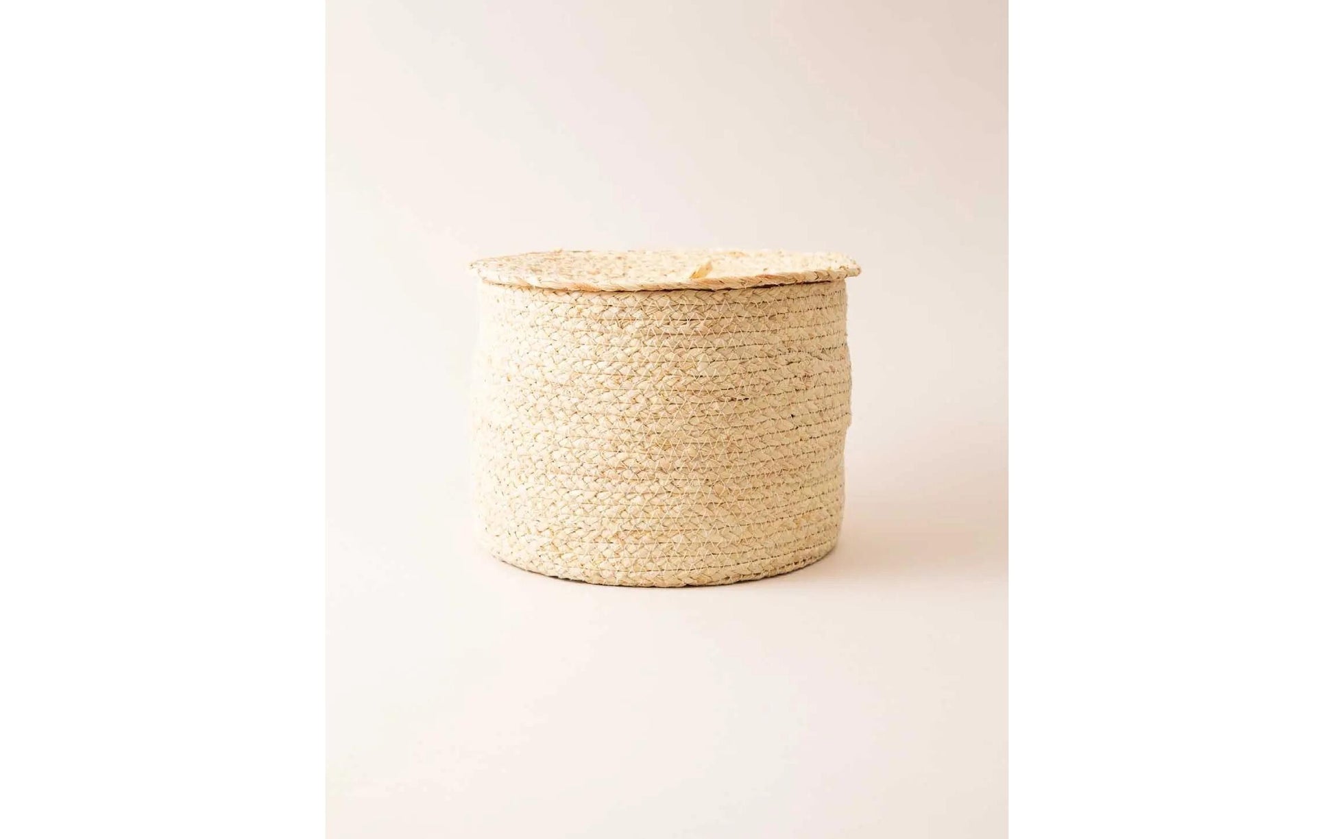 Esmée Aufbewahrungskorb (mit Deckel) – Maisblatt – Beige – Ø 250 × 190 mm