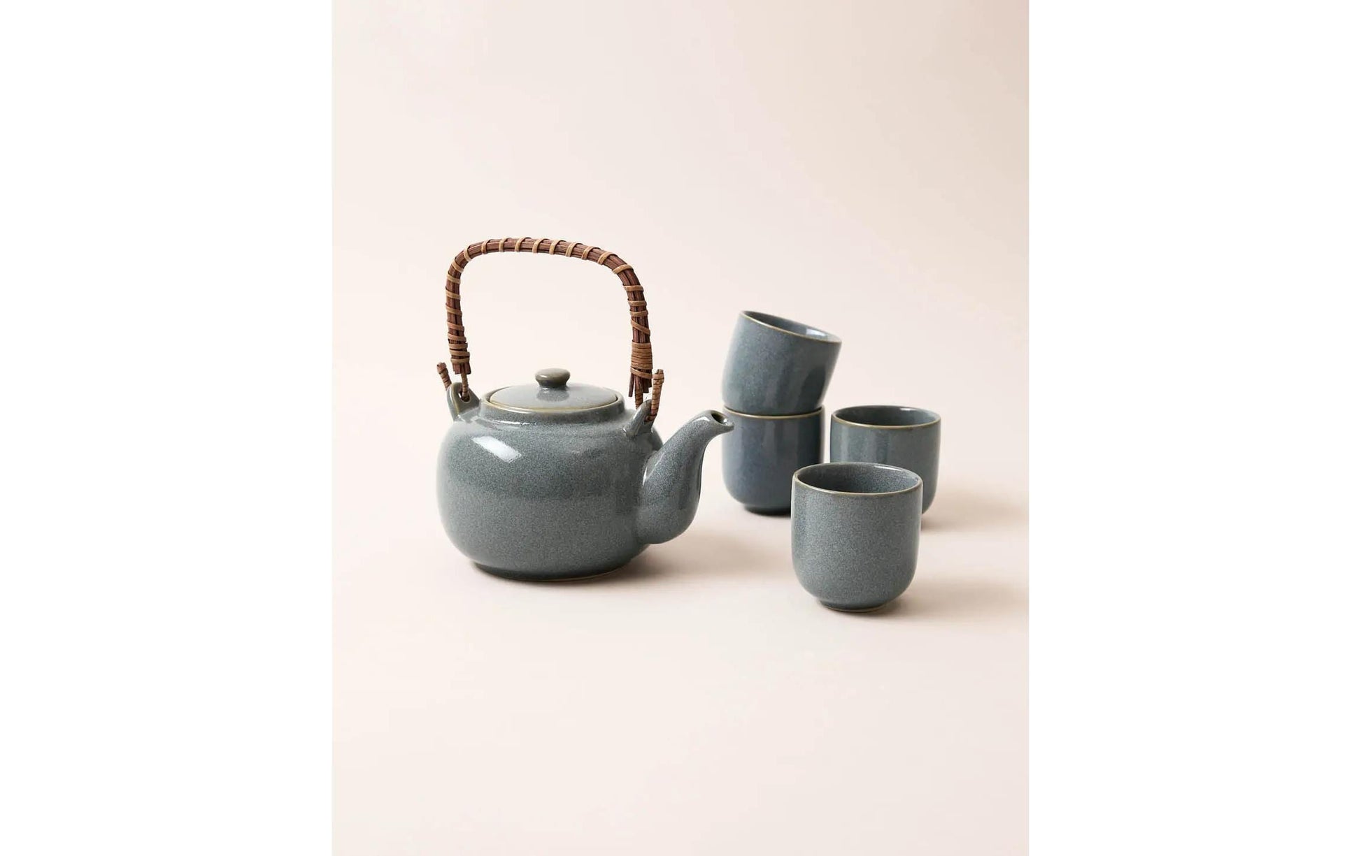 Esmée Teekannenset – 5-teiliges Set, 700 ml, Ø 13,0 cm, H 11,0 cm, Steingut, Blaugrau