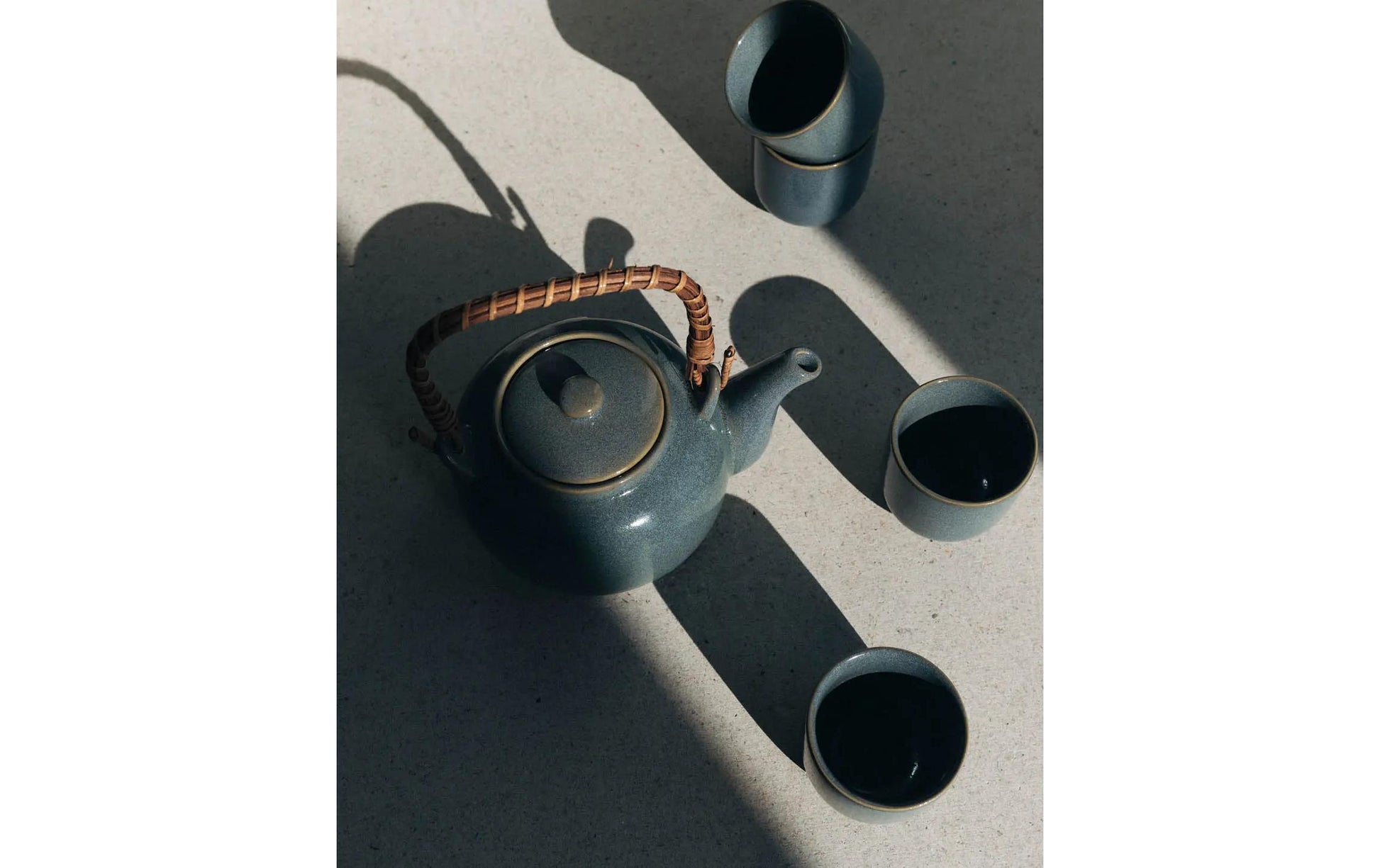 Esmée Teekannenset – 5-teiliges Set, 700 ml, Ø 13,0 cm, H 11,0 cm, Steingut, Blaugrau