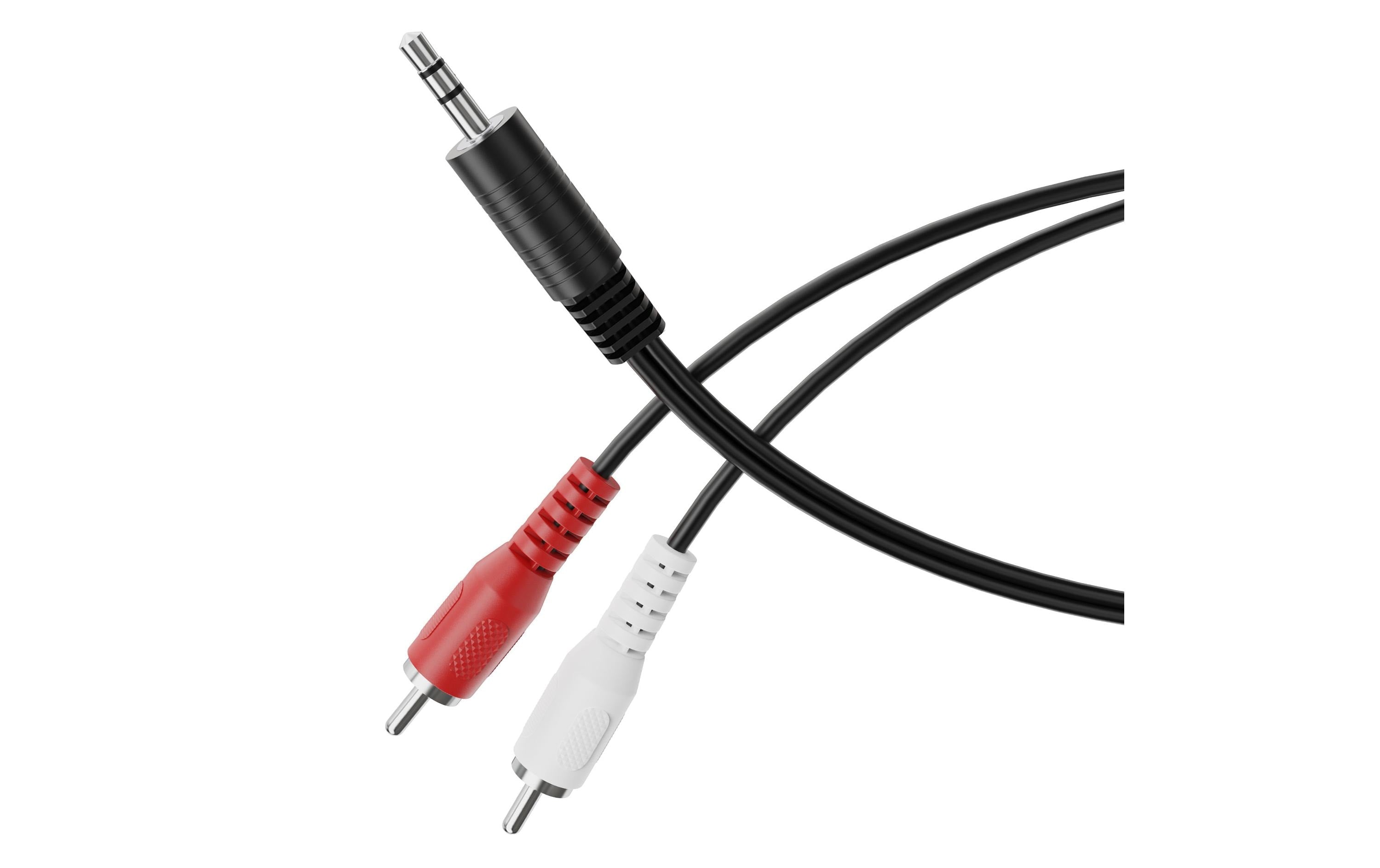 HDSUPPLY 3,5-mm-auf-2×-Cinch-Adapterkabel – Stecker-zu-Stecker – 5 m, Schwarz