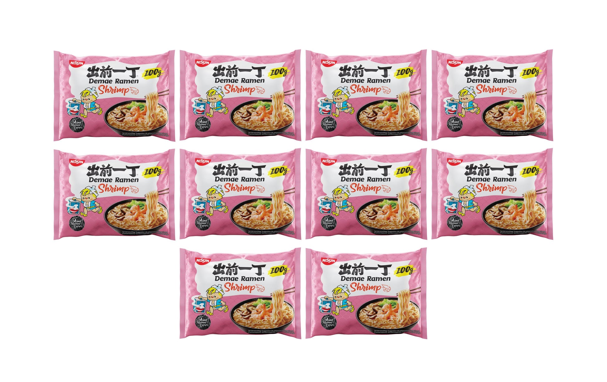 Nissin Food Nissin Demae Ramen Instantnudeln Crevetten – 10×100 g