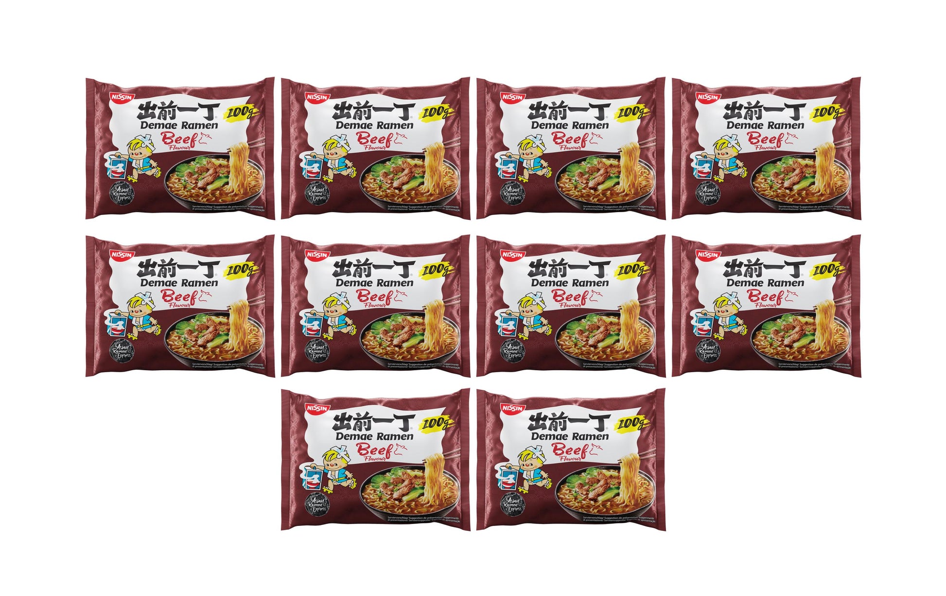 Nissin Food Nissin Demae Ramen Instantnudeln Rind – 10×100 g
