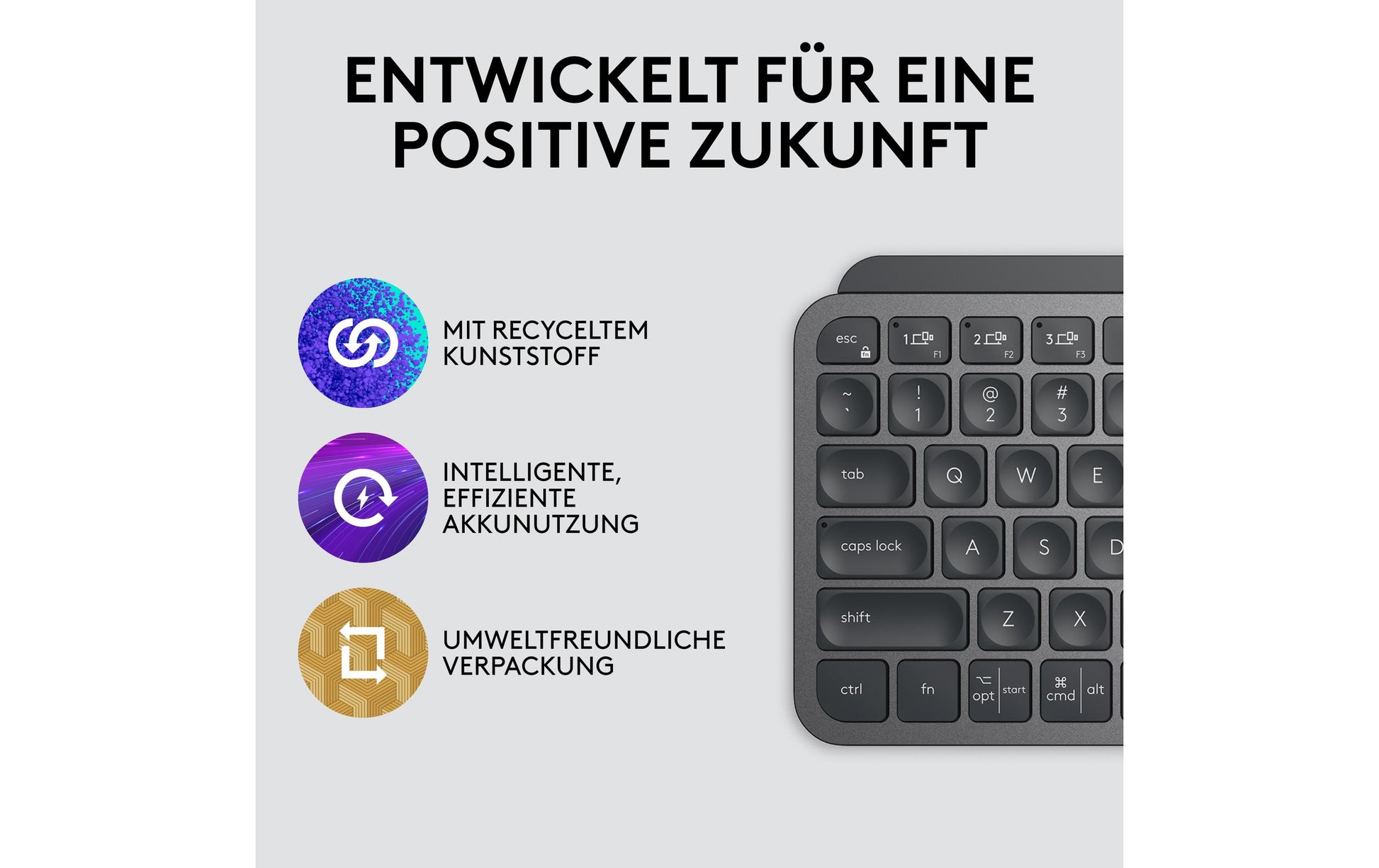 Logitech MX Keys Mini – Tastatur, kabellos (Bluetooth), CH-Layout (DE-CH), beleuchtet, Grau