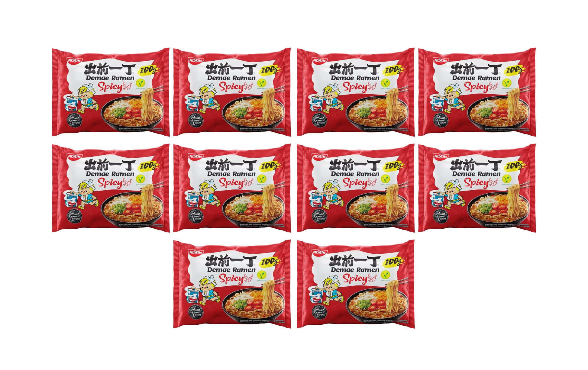 Nissin Food Demae Ramen Instantnudeln scharf – 10×100 g