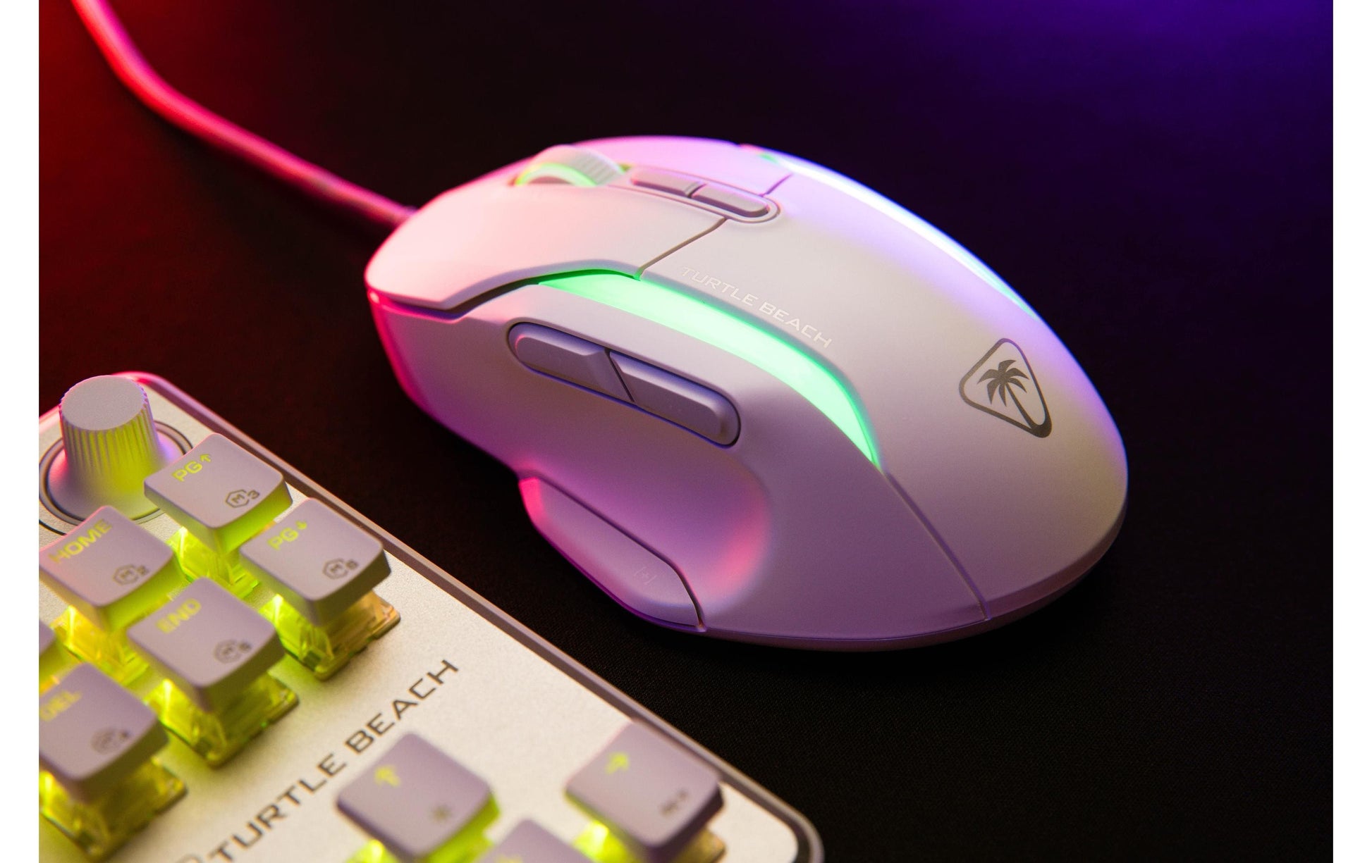 Turtle Beach Kone II Gaming-Maus – kabelgebunden, 1'000 Hz, 7 Tasten, für Rechtshänder, RGB-Beleuchtung, weiss