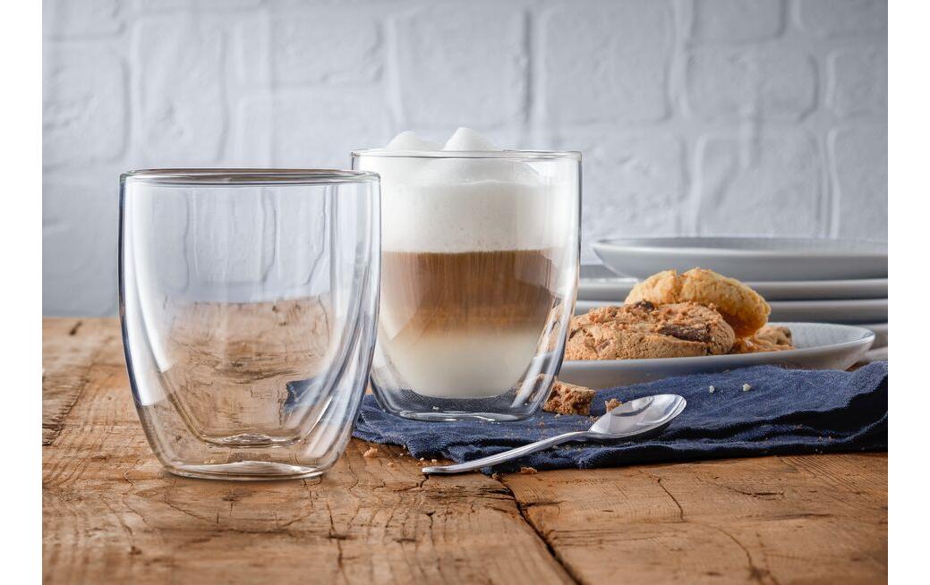 WMF Cappuccinoglas Kult – 2er Set, 250 ml, Borosilikatglas, Transparent, doppelwandig, spülmaschinenfest