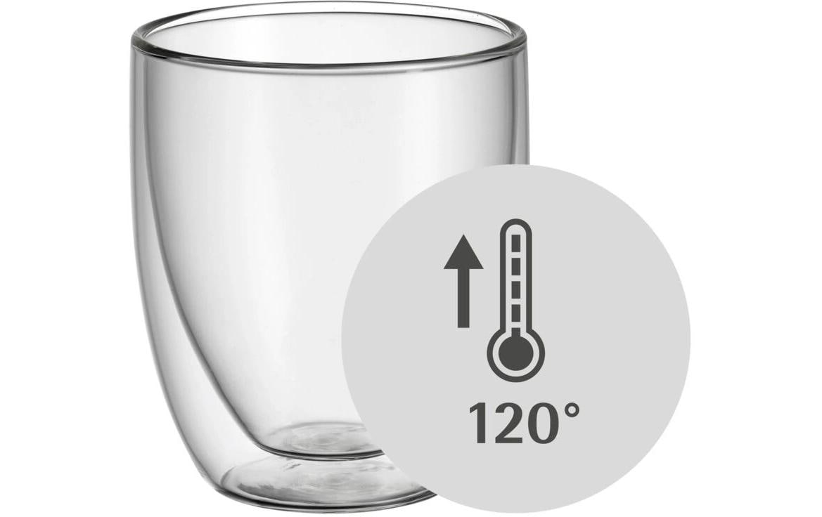 WMF Cappuccinoglas Kult – 2er Set, 250 ml, Borosilikatglas, Transparent, doppelwandig, spülmaschinenfest