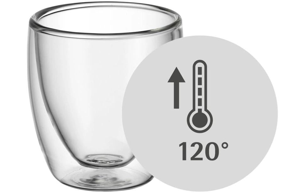 WMF Espressoglas Kult – 2er Set, 80 ml, Borosilikatglas, Transparent, doppelwandig, spülmaschinenfest