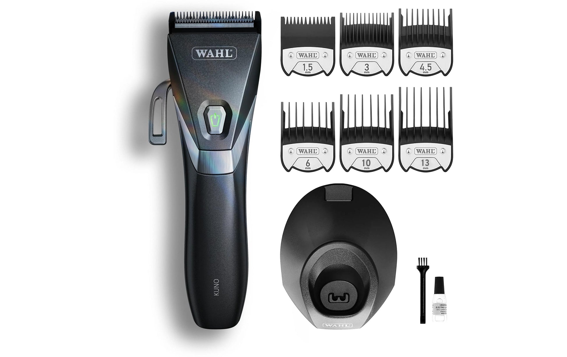 Wahl Haarschneider Kuno – Brushless-Motor, Akku 100 min, 6 Kammaufsätze – schwarz