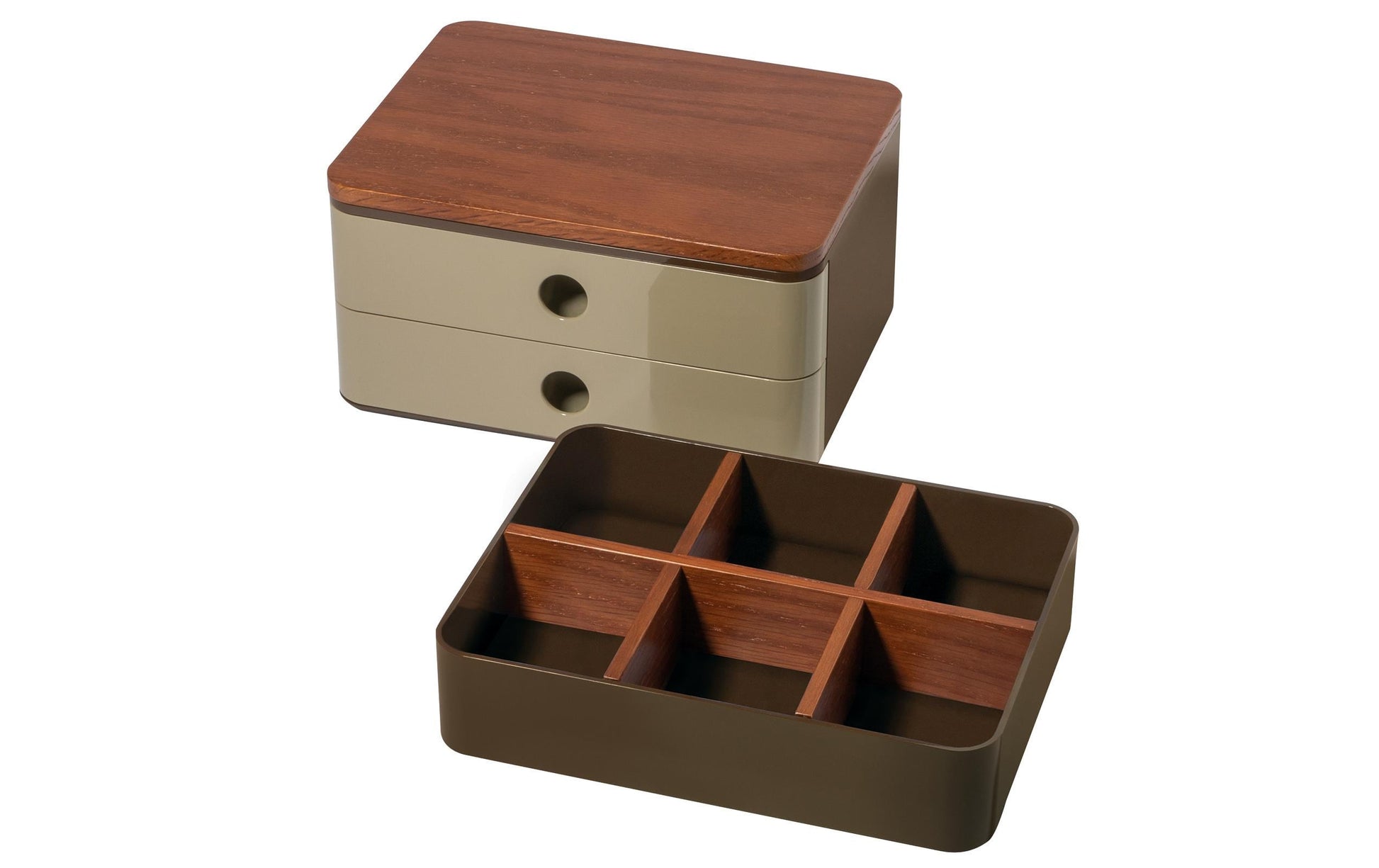 HAN Allison Smart-Box Plus Schubladenelement – 2 Schubladen, beige/braun, ABS, B 260 × H 125 × T 195 mm