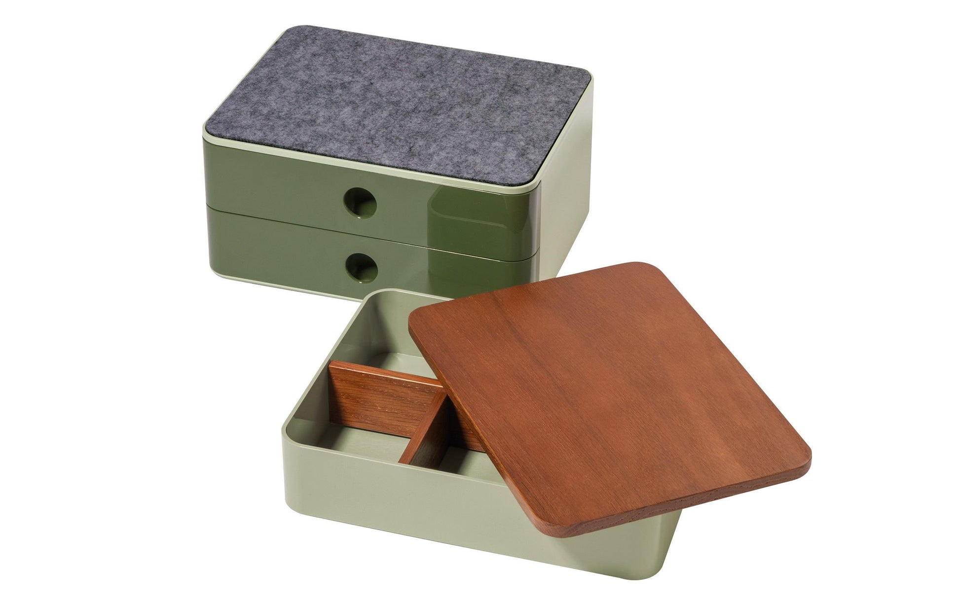 HAN Allison Smart-Box Plus Schubladenelement – 2 Schubladen, Grün, Kunststoff, B 260 × H 125 × T 195 mm