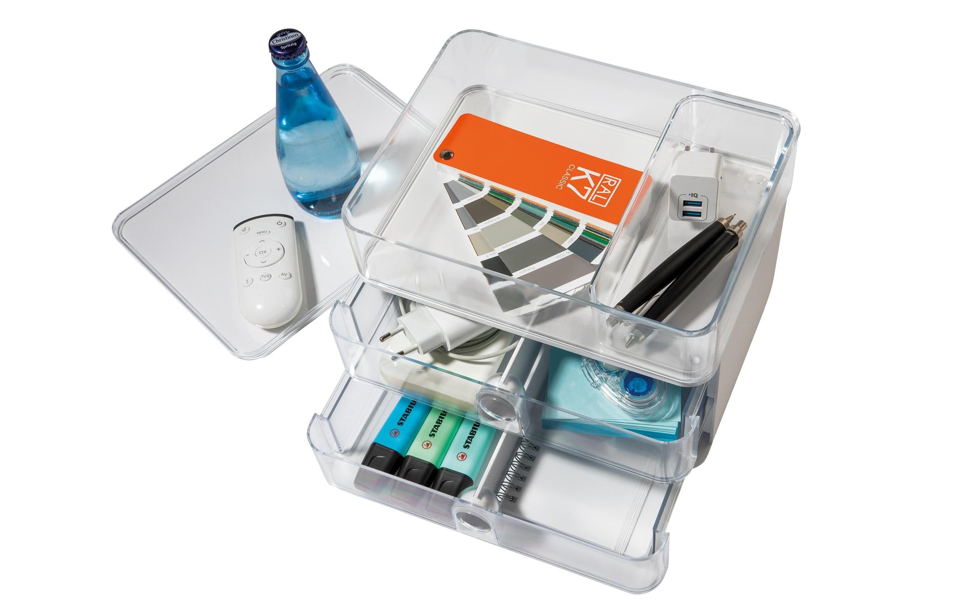 HAN Allison Smart-Box Plus Schubladenelement – 2 Schubladen, Hellgrau, Kunststoff, B 260 × H 125 × T 195 mm