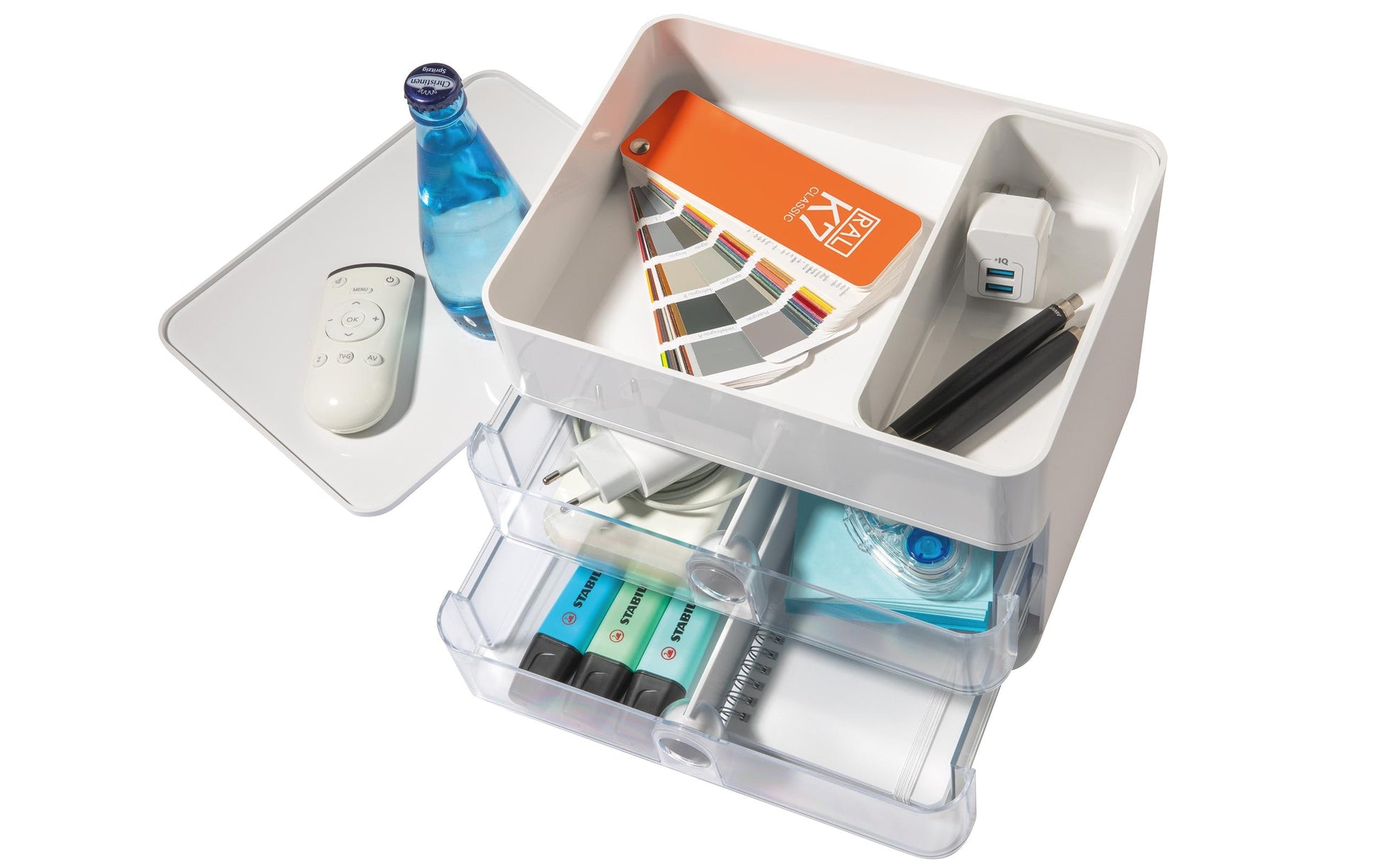 HAN Allison Smart-Box Plus Schubladenelement – 2 Schubladen, Hellgrau, Kunststoff, B 260 × H 125 × T 195 mm