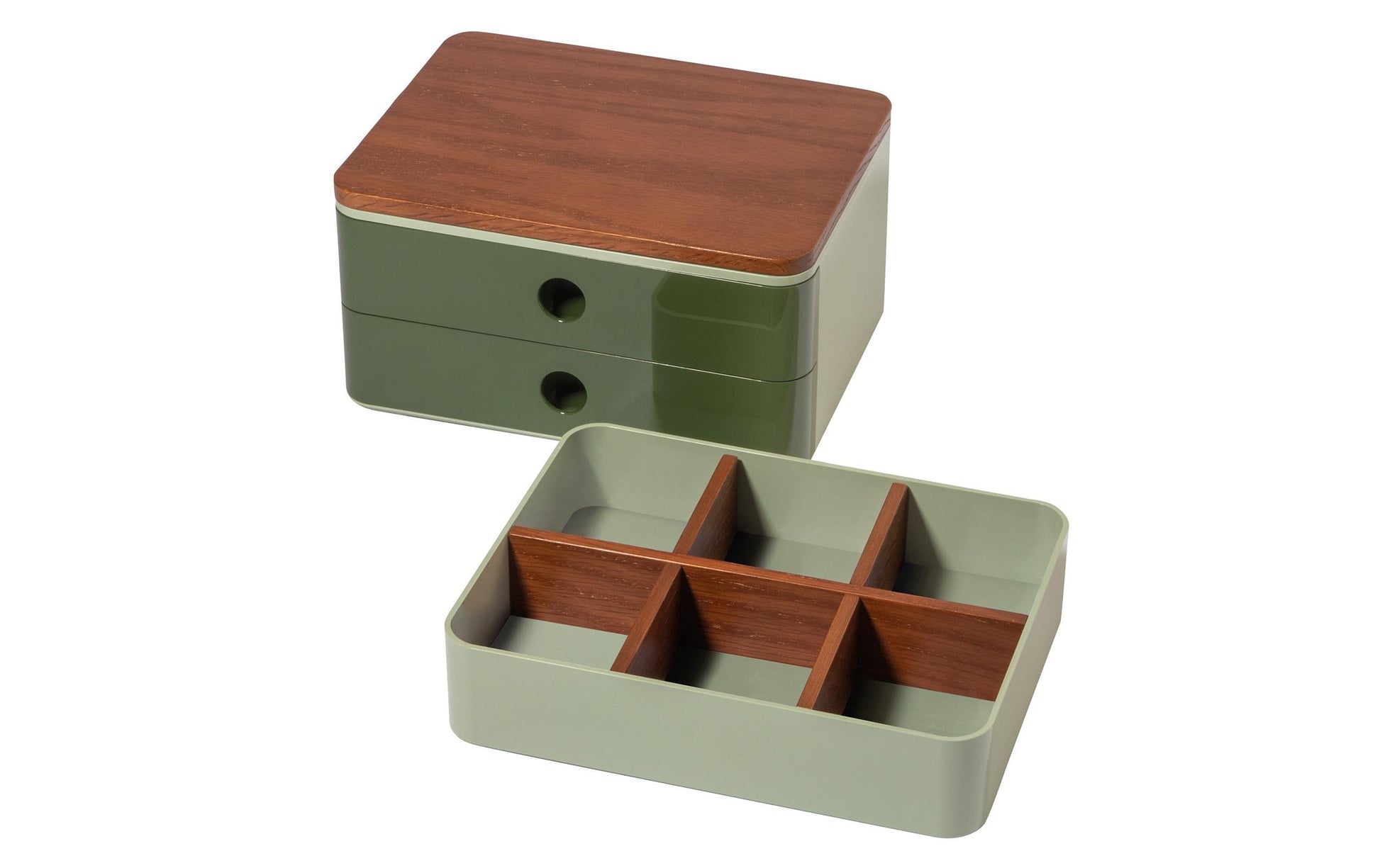 HAN Allison Smart-Box Plus Schubladenelement – 2 Schubladen, Grün, Kunststoff, B 260 × H 125 × T 195 mm