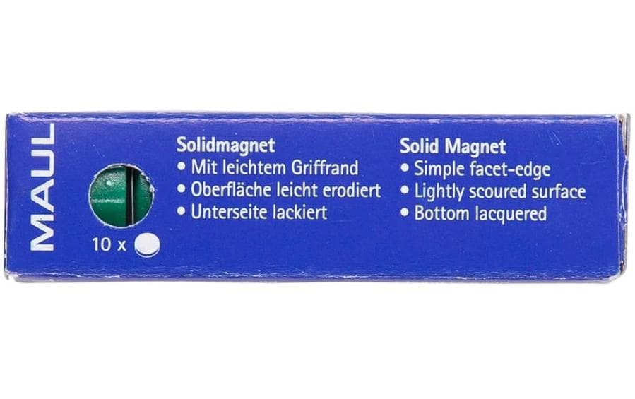 MAUL Rundmagnet – Grün – Ø 20 mm, 10 Stück, Kunststoff